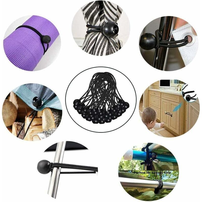 Forehill 30 Stück Elastische Bungee-seile, Planenspanner, Bungee-seile, Elastische Spanner Für Pavillons, Planen, Camping, Zelte, Vorhänge, 150 Mm Verlängerungsgurt