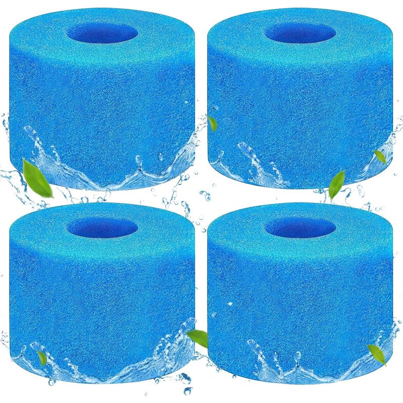 Filterschwamm, Schaumstoff-poolfilter (4 Stück), Wiederverwendbarer Schwamm, Für Schwimmbad, Aquarium, Spa (blau)
