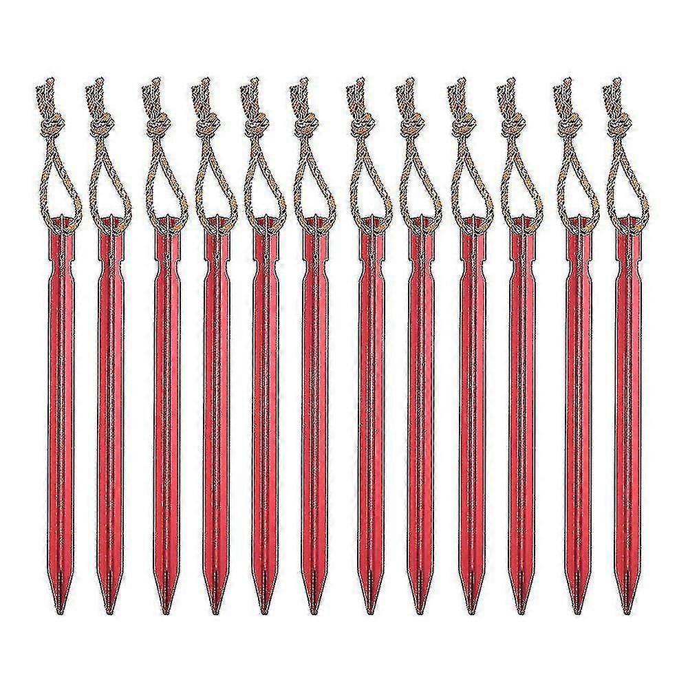 12er-pack Zeltnägel – Outdoor-zelt-erdanker Aus Aluminiumlegierung, Dreikantig, Robust, Mit Seil, 18 Cm