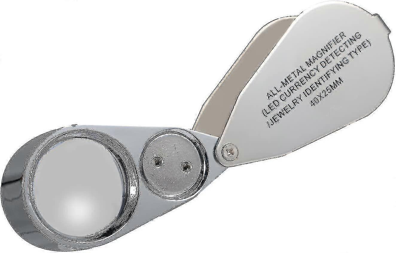 Dhrs Juwelierlupe, 40-fache Vergrößerung, Aus Metall, Faltbare Lupe Mit Led- Und Uv-licht, Lupe Für Diamanten, Juweliere, Münzen, Briefmarken