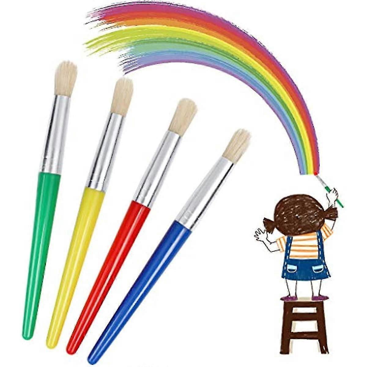 Kinderpinsel-set, 4-teilig, Mit Flacher Spitze, Kunststoffgriff Und Borsten, Mehrfarbig.