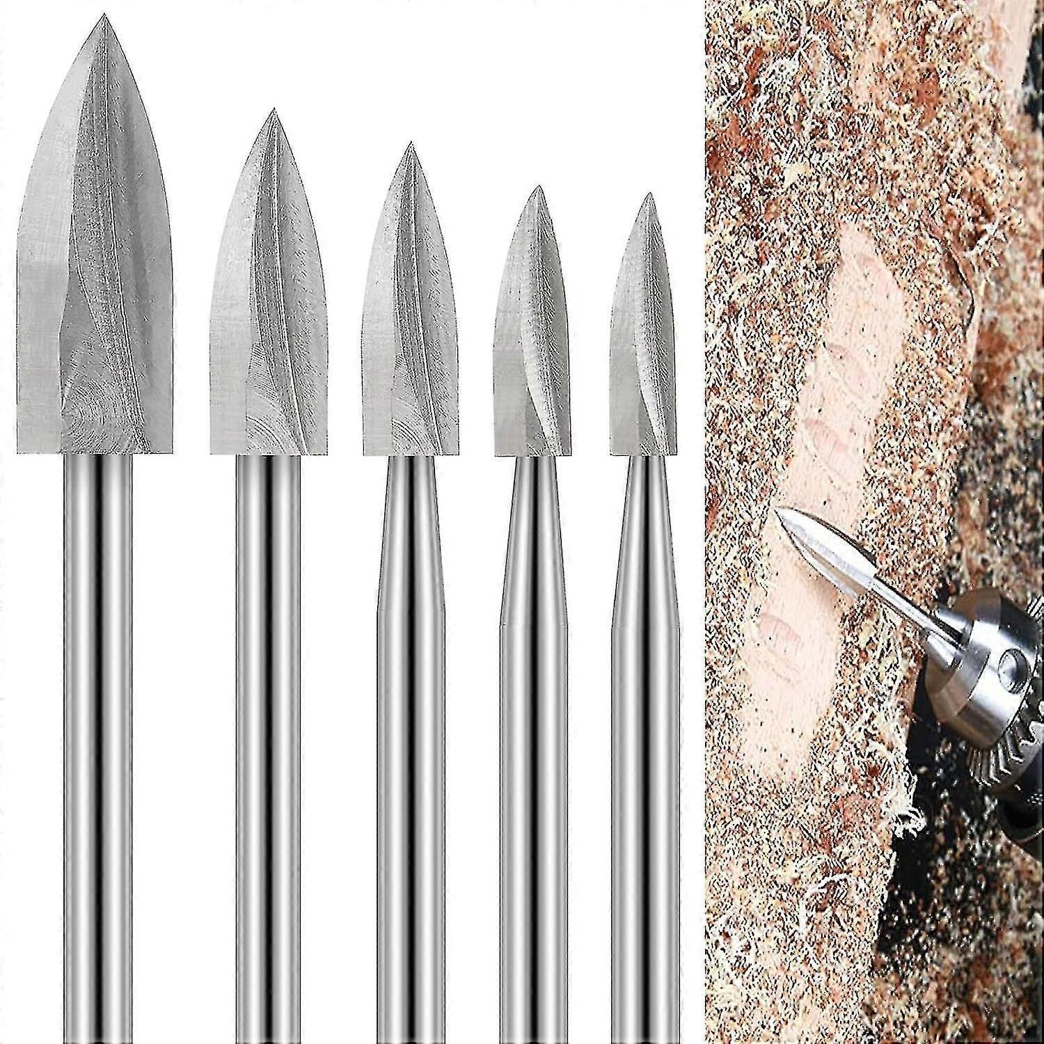 Holzschnitzbohrer-set, 5-teiliges Set Mit 1/8"-schaft Für Heimwerkerarbeiten, Schnitzen, Gravieren, Schleifen Und Bohren