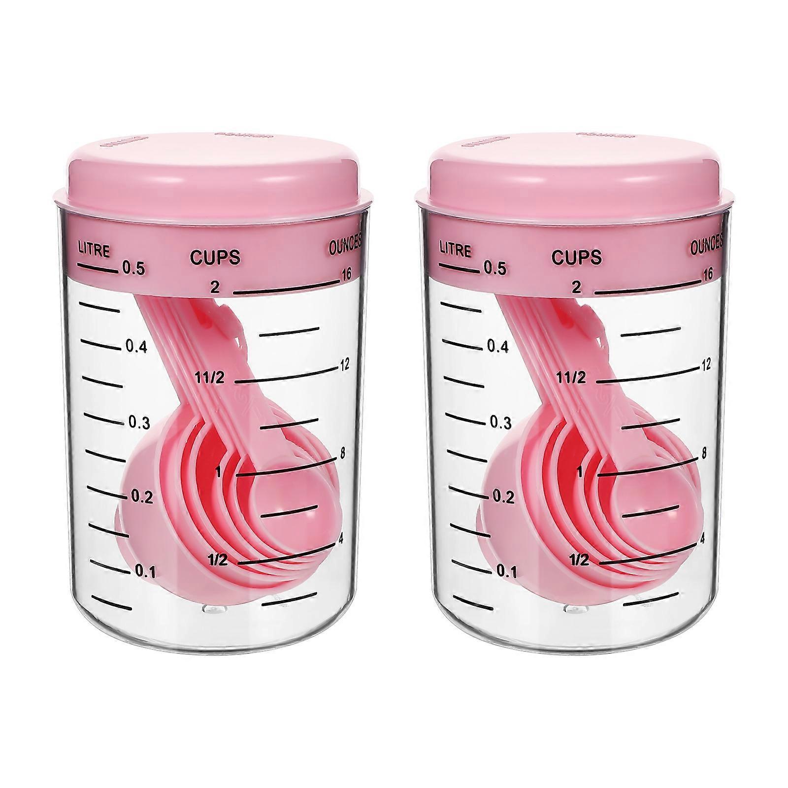 Sets Messbecher Und -löffel Aus Kunststoff, Backmessbecher, Milchpulverlöffel, Küchenhelfer-13.5x8cm-pink