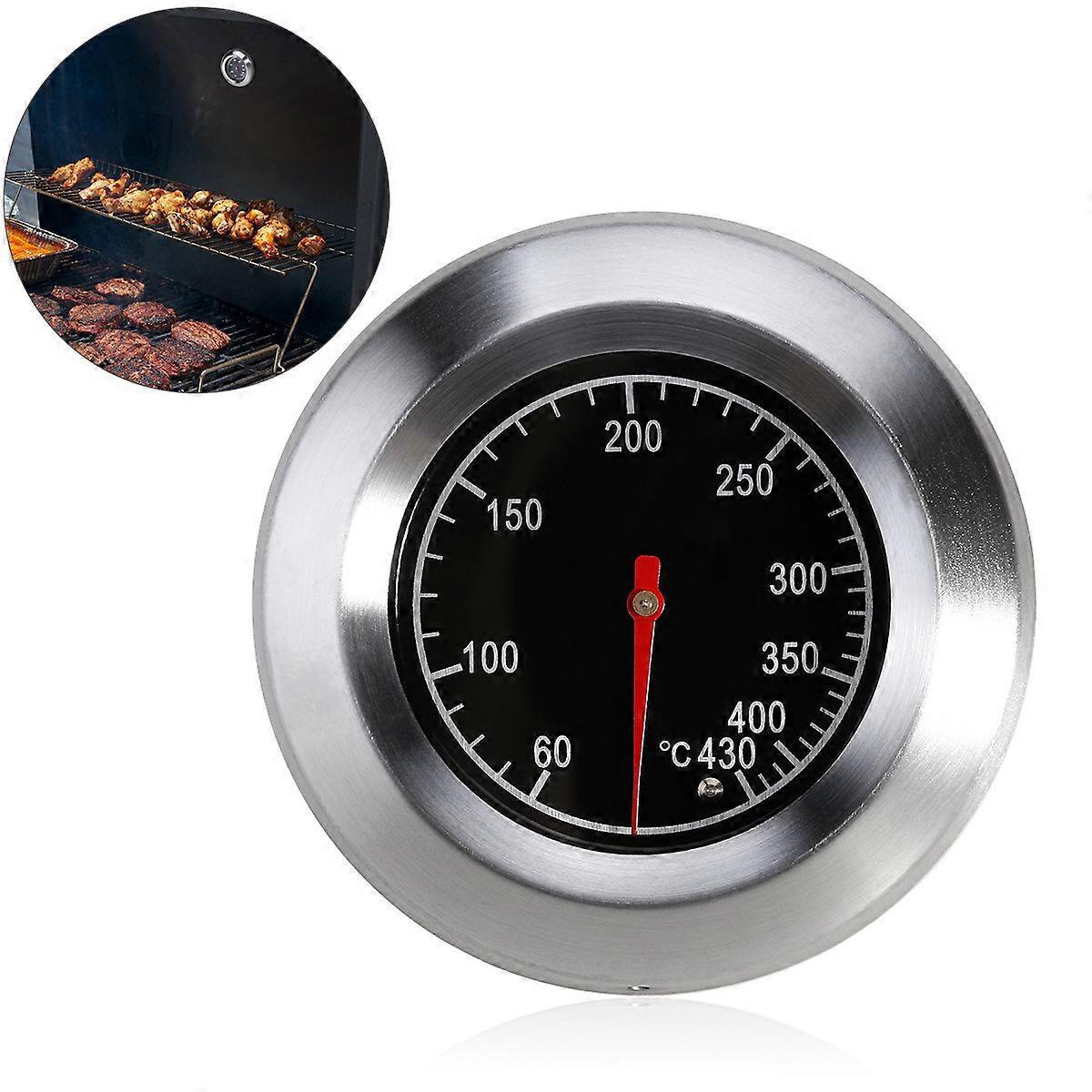 Bestomz 7,6 Cm Outdoor-grillofenthermometer Aus Edelstahl, Ovale Form, Temperaturanzeige, Grillthermometer-controller-silver