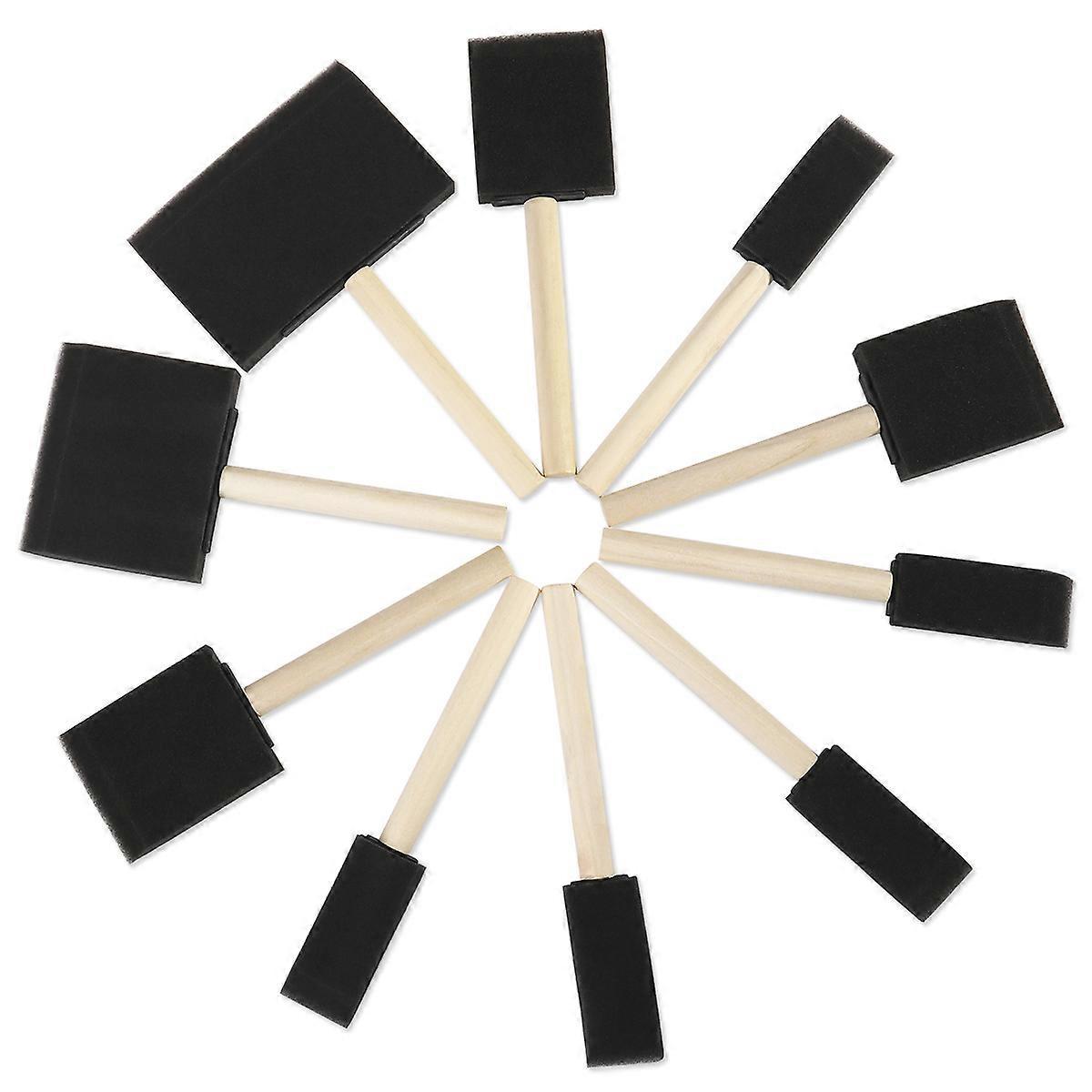 Rosenice 10-teiliges Set Flacher, Flexibler Schwammpinsel Mit Abgeschrägter Spitze Und Holzgriffen Für Kinder Zum Malen Mit Ölbasierten Farben, Beizen, Lacken Und Emaille.
