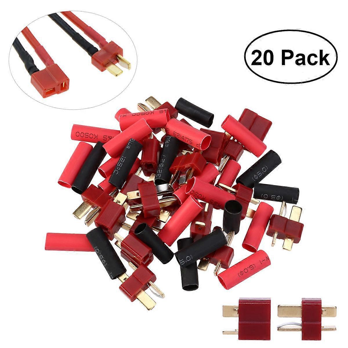 Ueetek 10 Paar Ultra T-stecker (deans-stecker Und -buchsen) Mit 20 Schrumpfschläuchen Für Rc-lipo-akkus