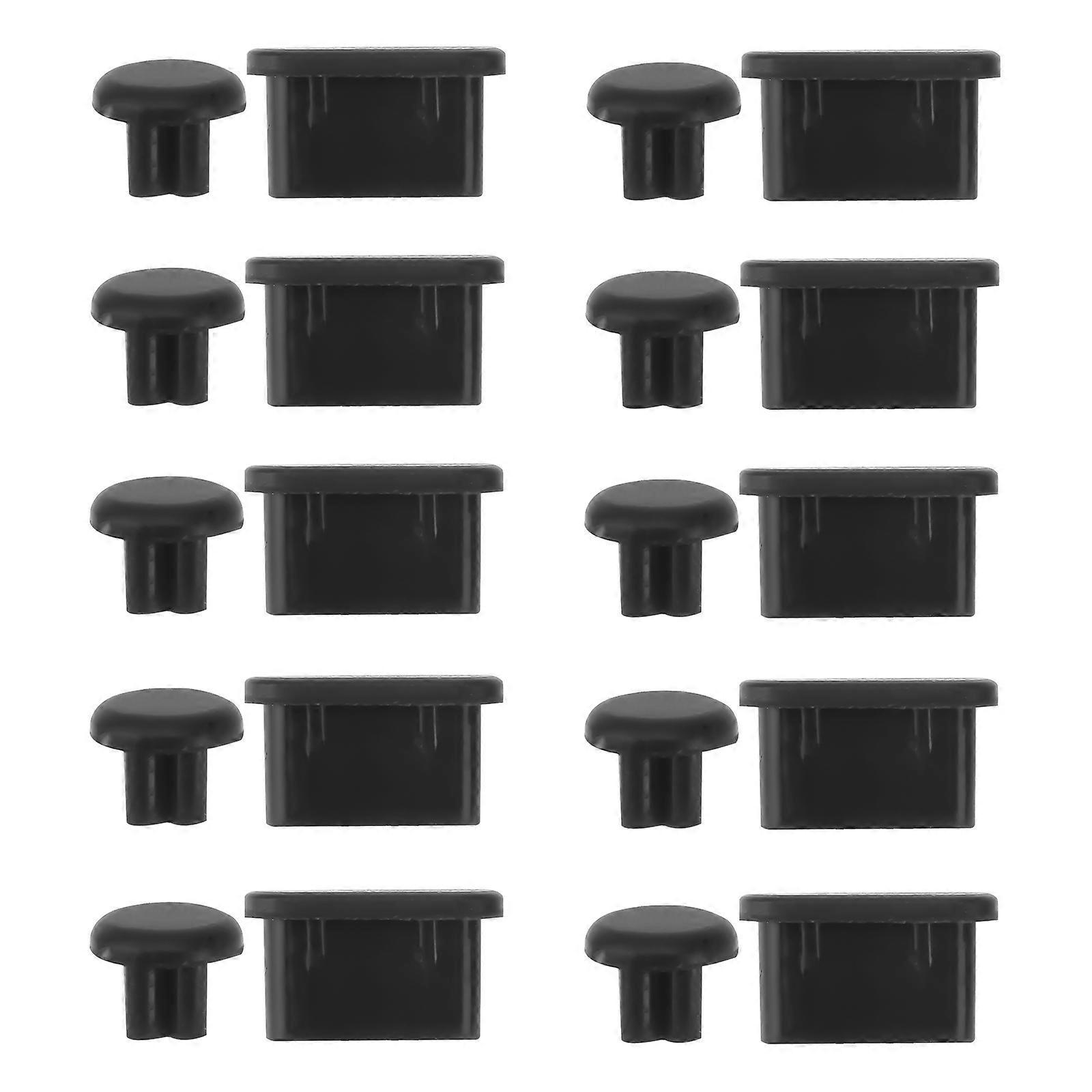 10 Paar 3,5-mm-kopfhörerbuchsen-staubschutzstopfen Und Typ-c-anschlussstopfen Für Android-handys, Laptops Und Pcs (schwarz)-black