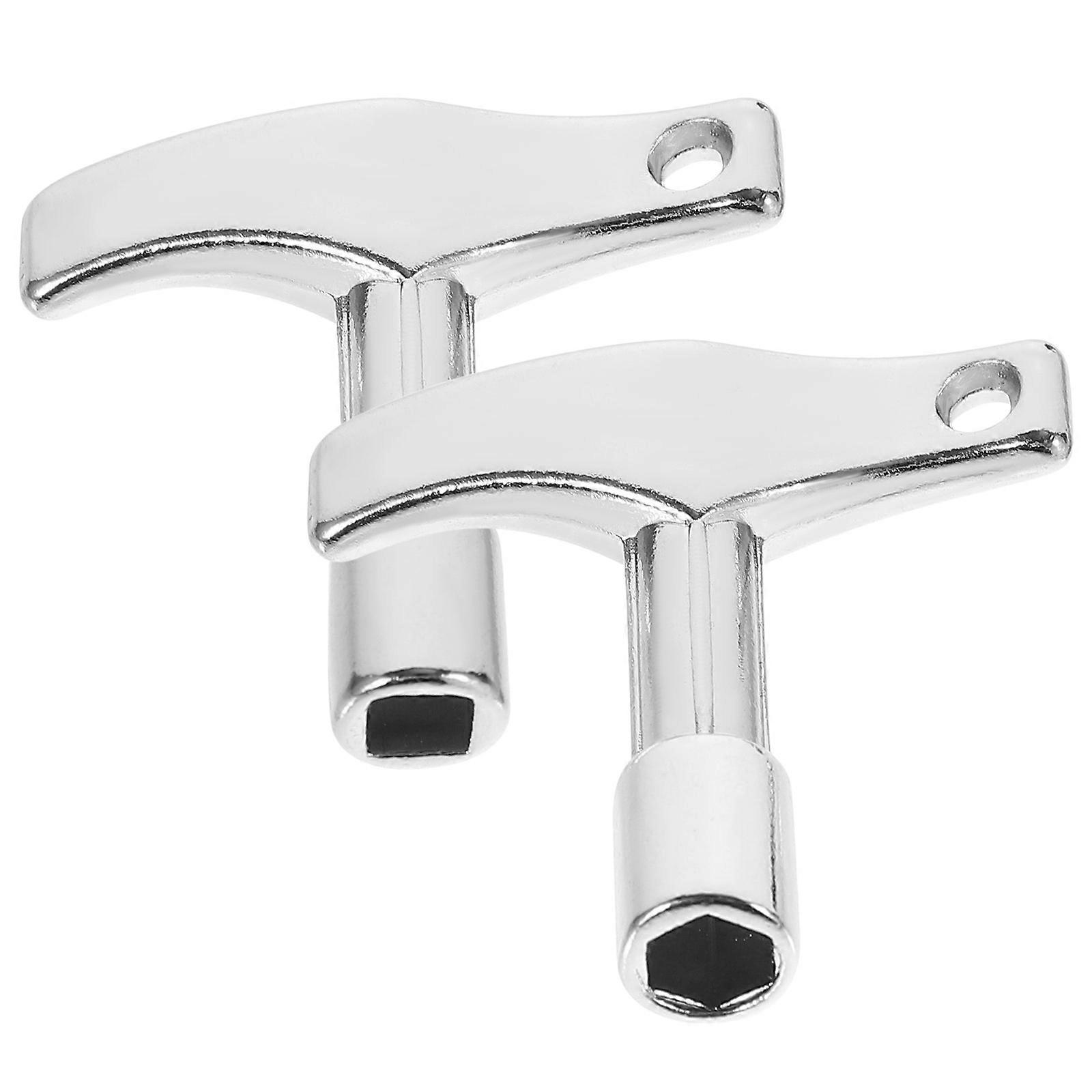 2 Stück Stimmschlüssel Aus Zinklegierung, Professionelle Schlagzeugstimmschlüssel, Tragbares Schlagzeugwerkzeug-4.3x4x0.9cm-silver