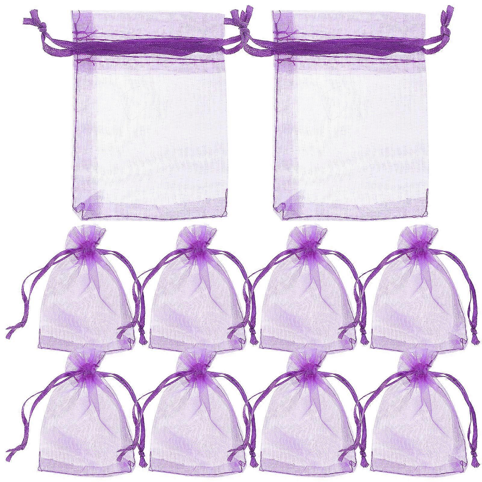 100 Stück Bonbontüten, Organza-geschenktüten Für Den Haushalt Mit Kordelzug (dunkelviolett)-9x7x0.1cm-purple