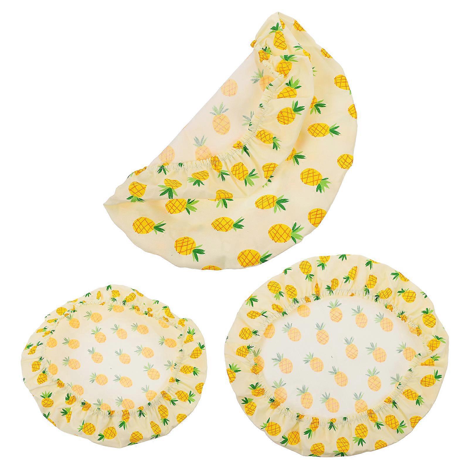 3-teiliges Set Futternapf-abdeckungen Mit Elastischen Baumwolltüchern Zur Lebensmittelaufbewahrung (ananas)-24x24x0.2cm