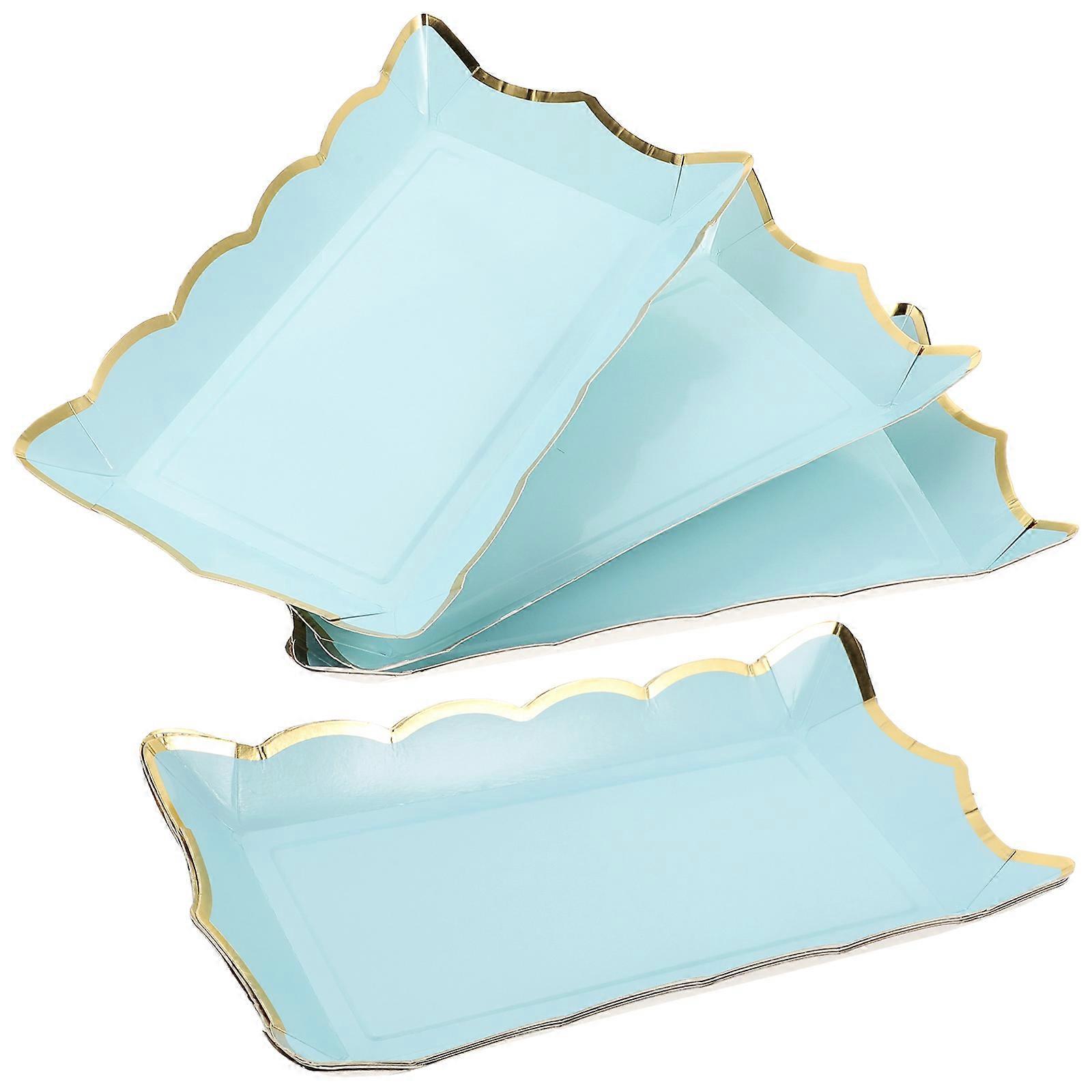 Rechteckige Servierplatten Aus Pappe, Einweg-serviertabletts Und -platten, Obstplatten Für Partys-29.00x16.00x3.00cm-blue