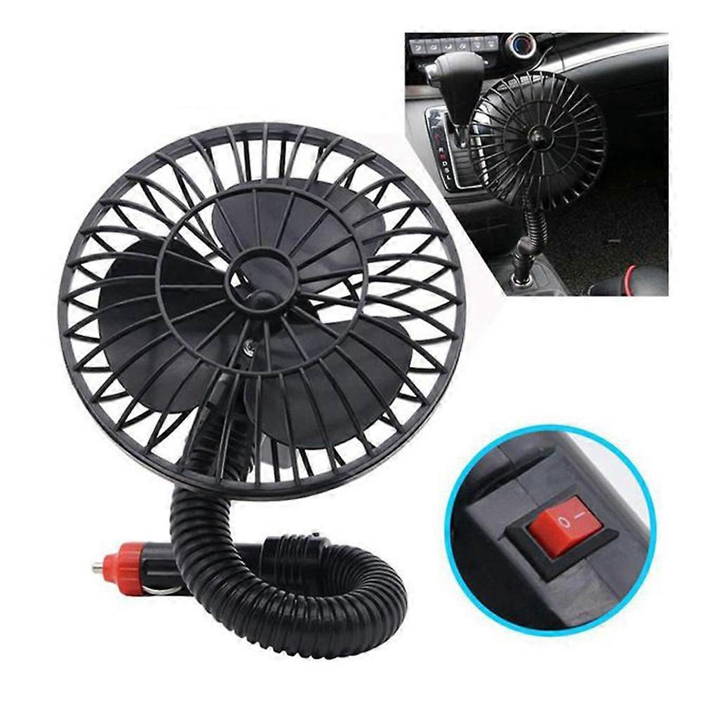 12v Tragbarer Mini-elektro-autoventilator, Geräuscharm, 360° Drehbar, Verstellbar, Sommerkühlung-black