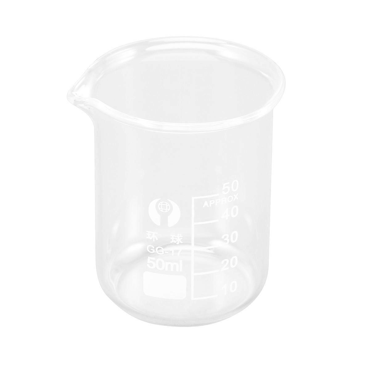 50-ml-glasbecher, Hochwertig, Robust, Graduiert, Messbecher Für Haushalt, Küche, Trinkwasser, Chemie, Glaswaren-6.00x4.90x4.90cm