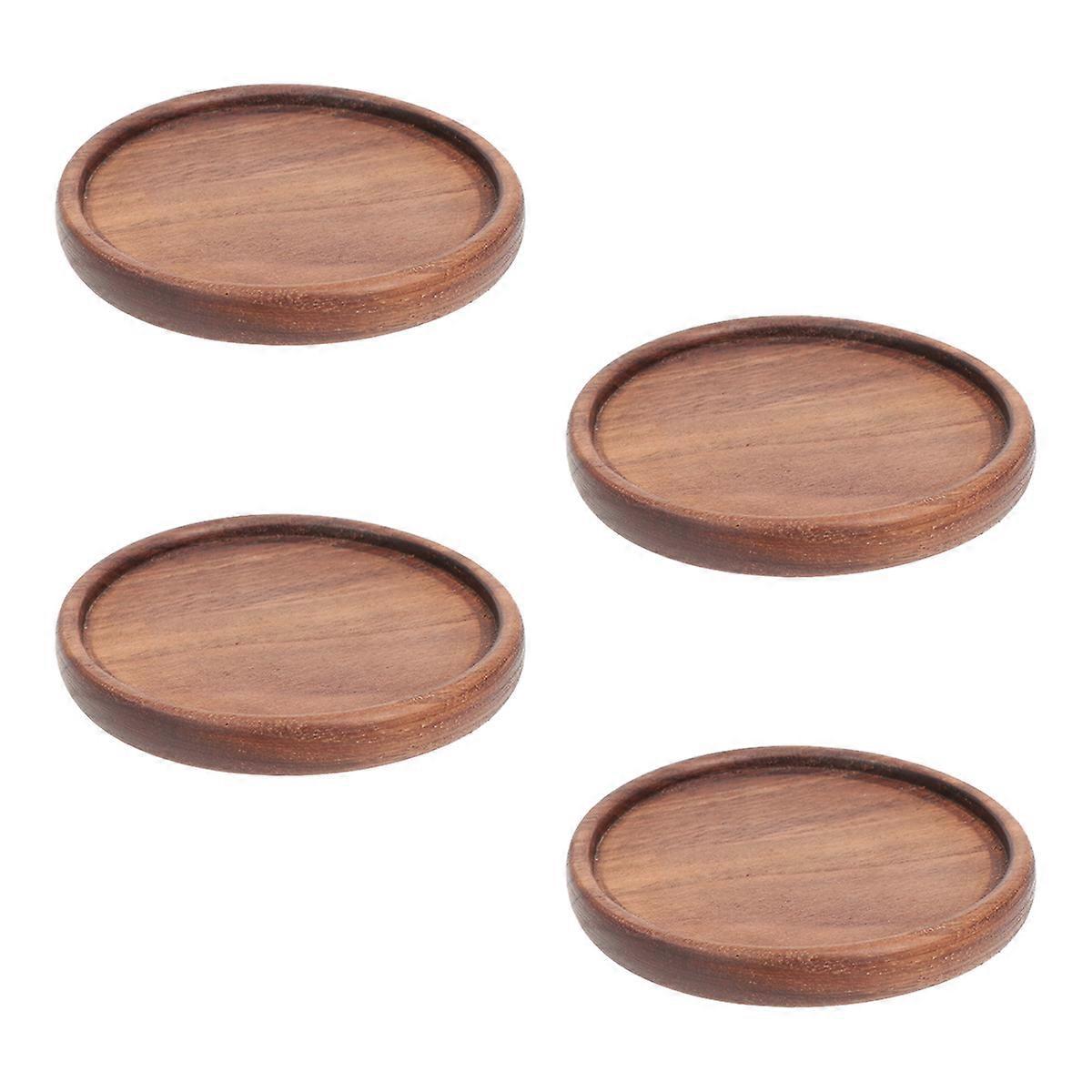 Stück Untersetzer Aus Schwarzem Walnussholz, Wärmeisolierend, Platzdeckchen, Becherhaltermatte (runde Rille)