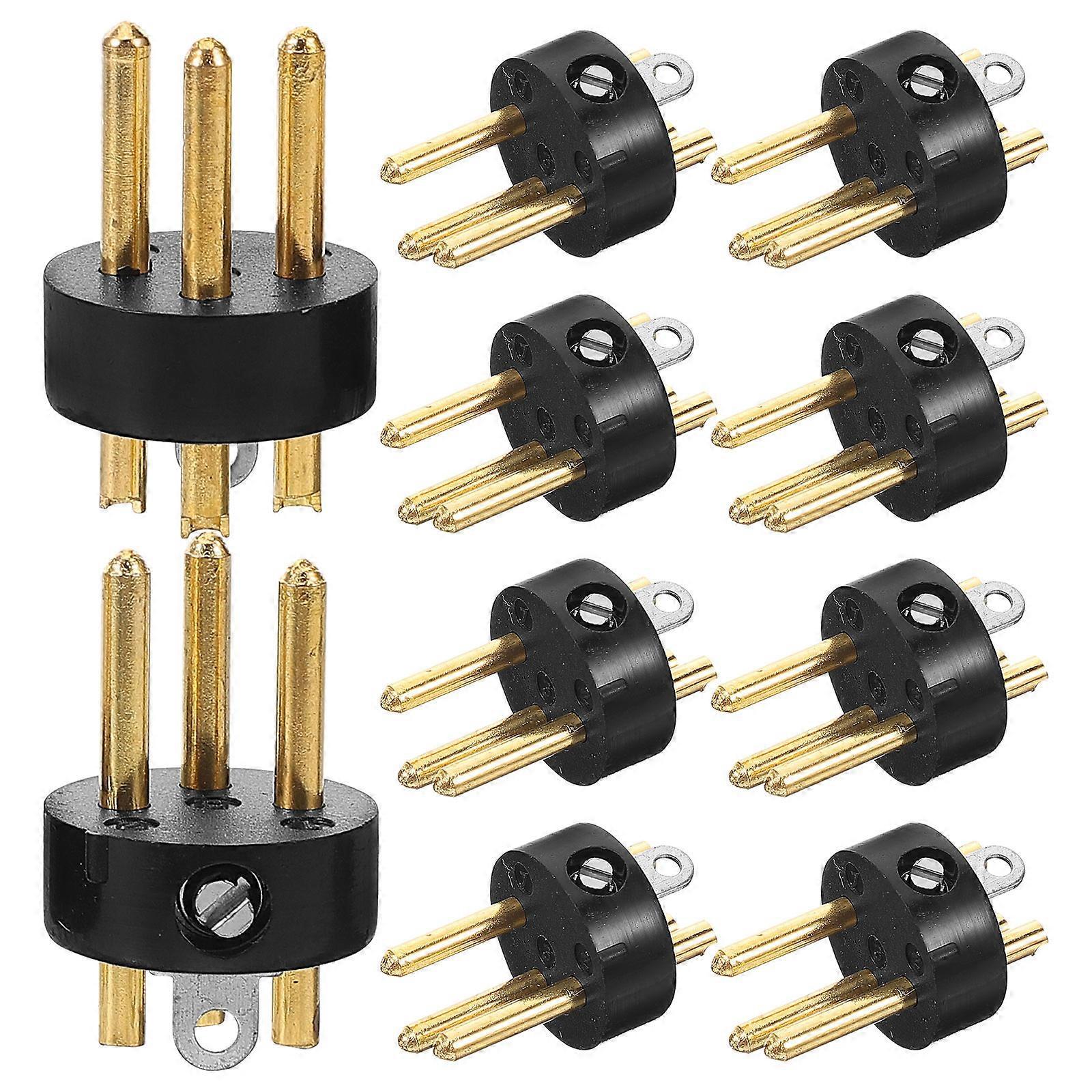 10 Stück 3-polige Audio-konverterstecker Für Mikrofone-2.50x1.50x1.50cm-black