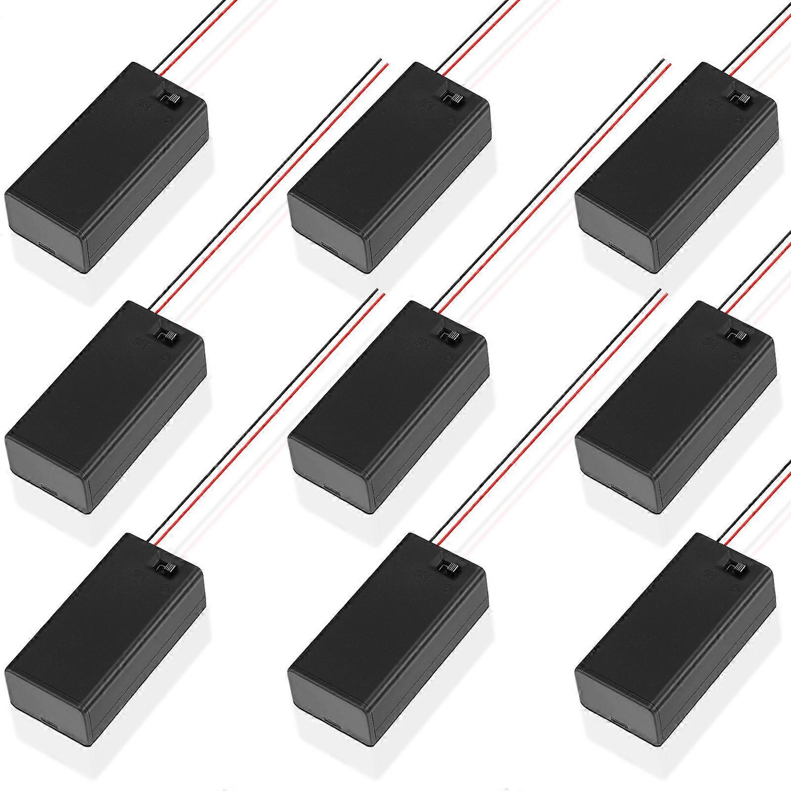 10 Stück Batteriehalter Mit Ein-/ausschalter, Batteriegehäuse, Isolierender Batteriebehälter (9v 6f22 Batterie)-6.7x3.2cm-black
