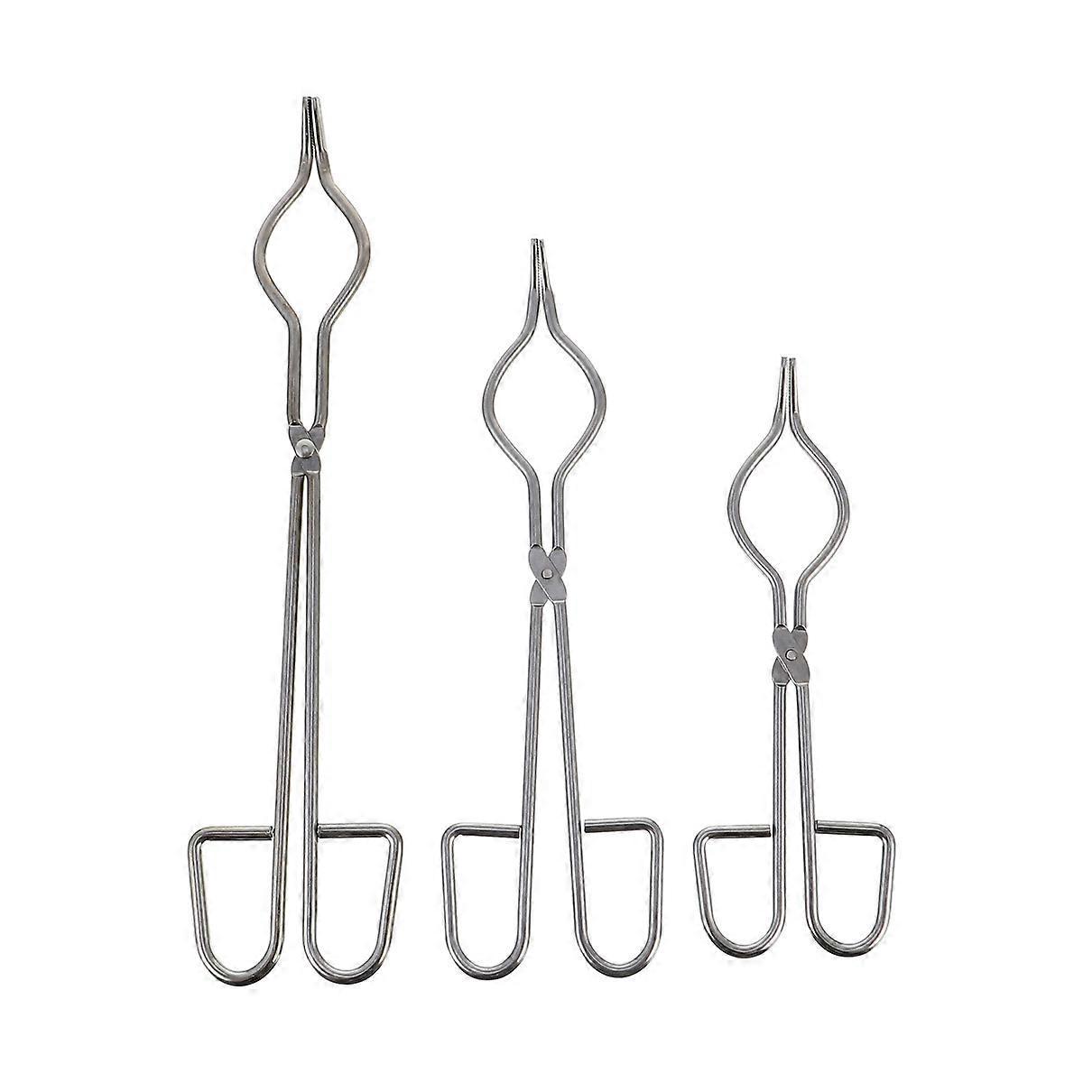 3er-set Laborflaschenklemmen, Tiegelklemmen, Hochtemperatur-keramikklemmen-30.30x7.00x1.50cm-silver