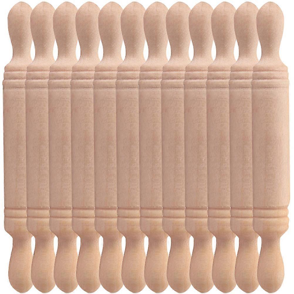 12 Mini-nudelhölzer, Mini-haus-nudelholz-requisite, Miniatur-holz-nudelholz, Mini-haus-dekoration-5x0.7cm-khaki 12
