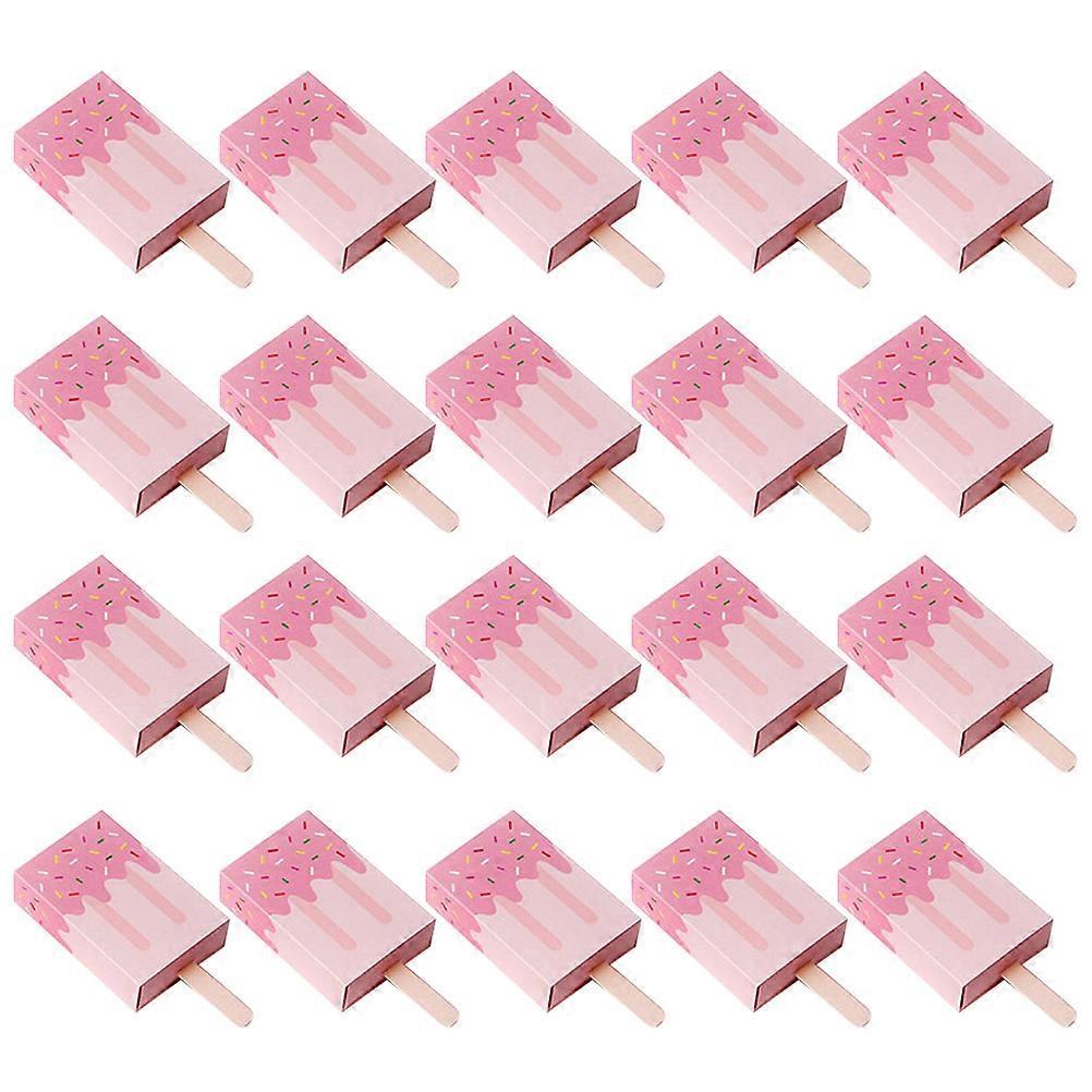 20 Stück Pro Packung Cartoon-geschenkboxen, Bonbonboxen, Eis Am Stiel-design, Gastgeschenke Aus Papier Für Kinderpartys, Hochzeiten (rosa)-10.26.72.7cm-pink