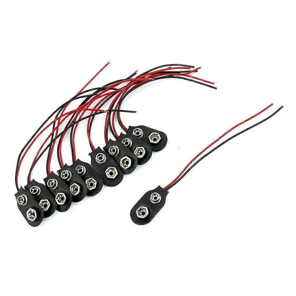 10 Stück I-typ-schnappklemmen Für 9-v-batterien Mit Kabel (schwarz)-17.80x1.50x0.70cm
