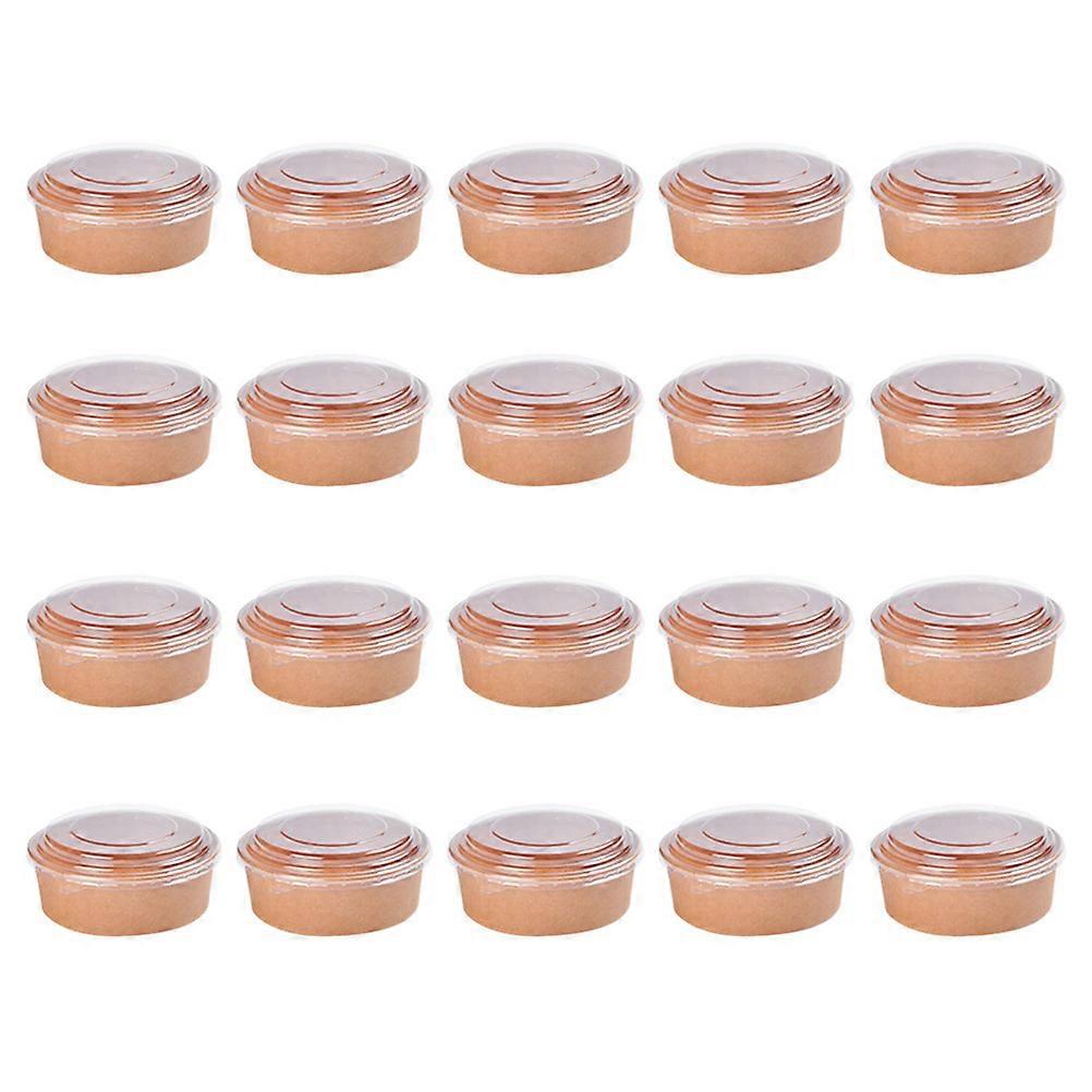 20 Stück Einweg-kraftpapierschalen, Obstsalatschalen, Lebensmittelverpackungsbehälter, Gastgeschenke (473 Ml, Mit Deckel)