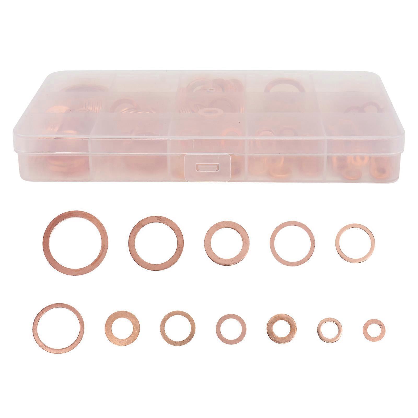 280-teiliges Set Kupfer-unterlegscheiben, Flachring-ölablassschraubendichtungen M5 M8 M10 M12 M14 M16 M18 M20, Sortiment Mit Box