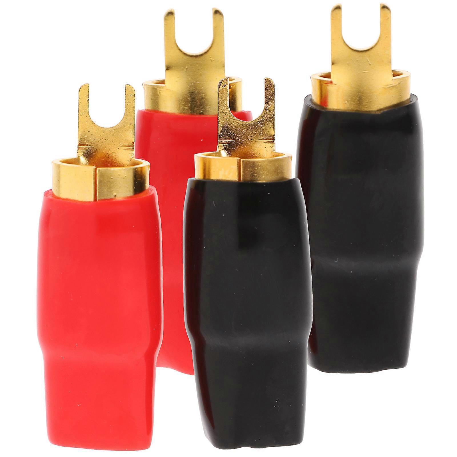 Paar Vergoldete, Kupferbeschichtete 0-gauge-flachsteckverbinder/crimpadapter Für Lautsprecherkabel-anschlussstecker – 0ga (rot Und Schwarz)