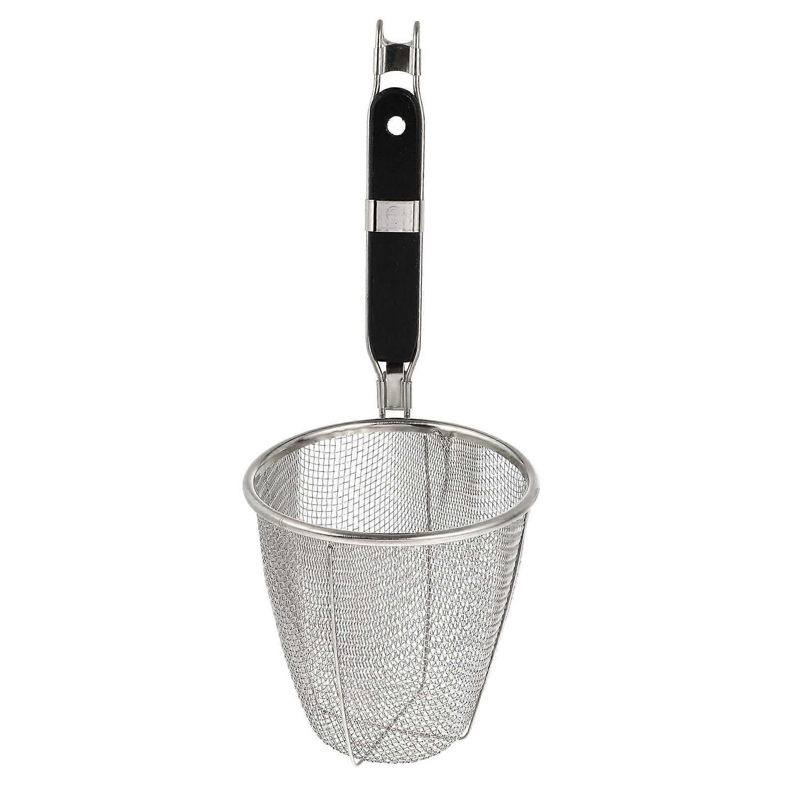 Edelstahl-siebkorb, Drahtgewebe-schöpfkelle, Küchensieb Für Pasta, Teigtaschen, Nudeln (schwarzer Griff)-m
