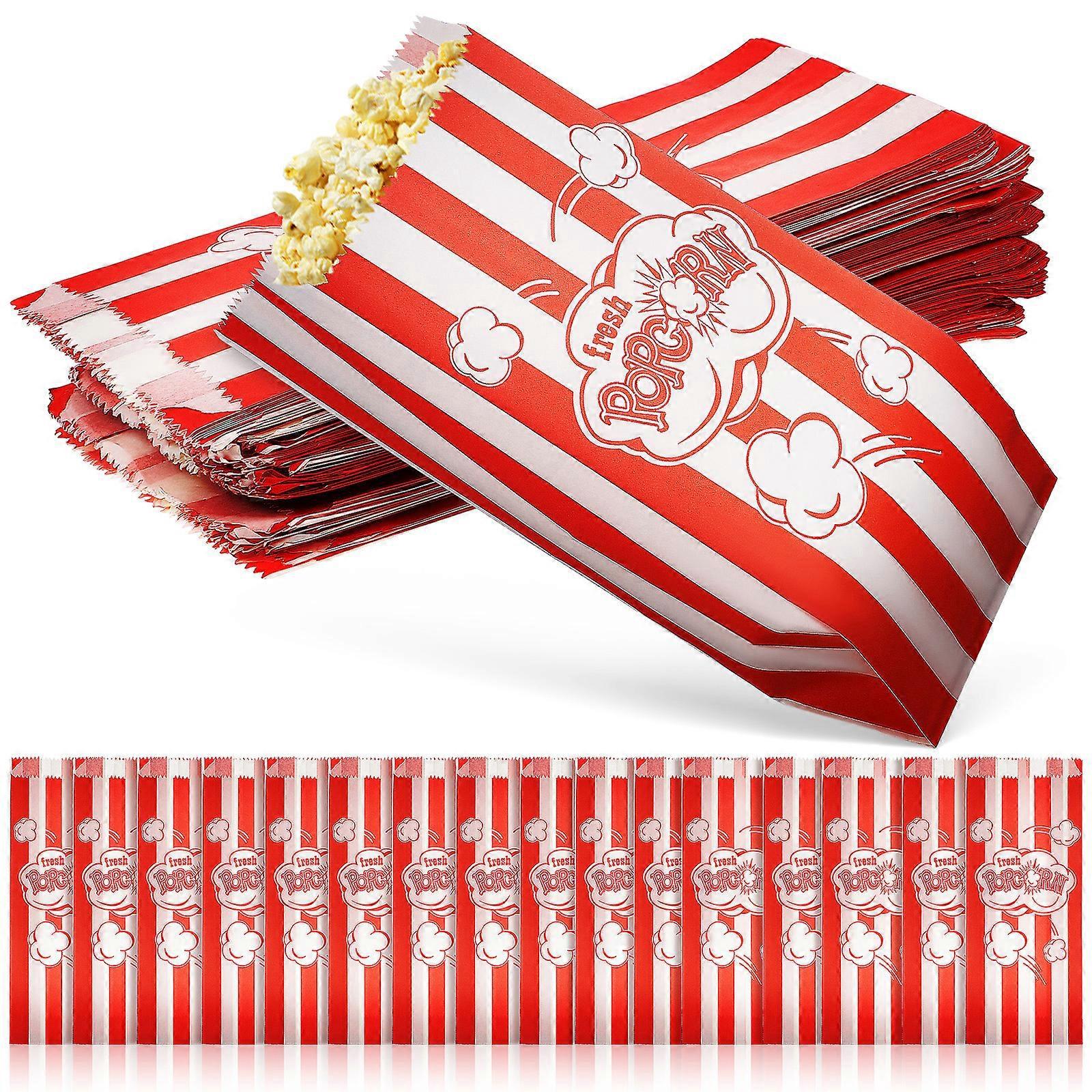 100 Stück Papiertüten Mit Streifen- Und Buchstabenmuster, Bedruckte Tüten Für Popcorn Und Süßigkeiten-22.00x9.00x0.15cm