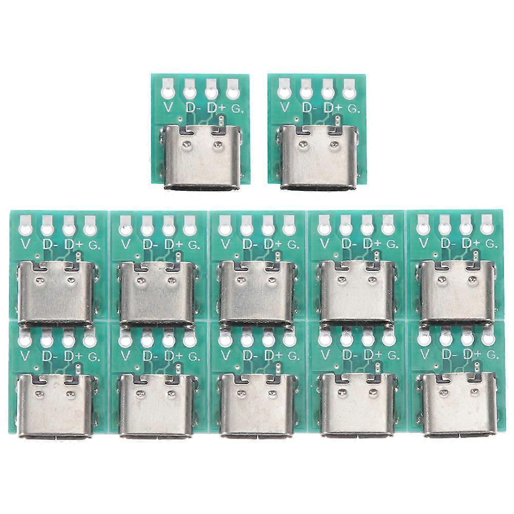 12 Stück Usb-c-anschlussplatinen Diy 3.1 Pcb-konverterplatinen-unterstützungsmodule Für Kabel-1.50x1.20x0.40cm