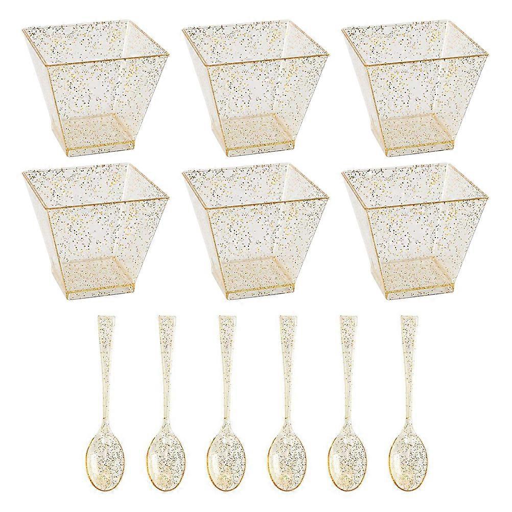 1 Set Plastik-dessertbecher, Eisbecher, Puddingbecher, Joghurtbecher-5.00x5.00x4.50cm-golden