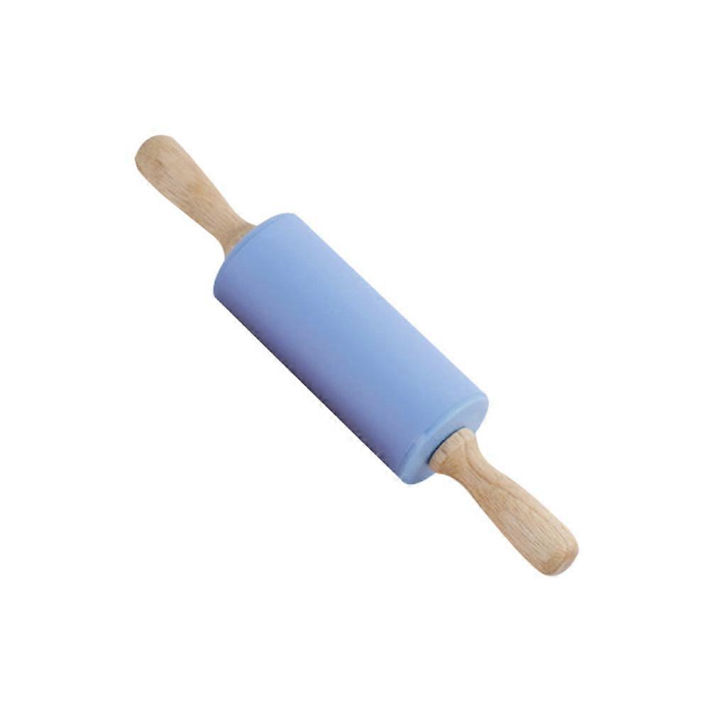 Mini-silikon-nudelholz Mit Antihaftbeschichtung, Holzgriff, Küchenhelfer Für Fondant, Kekse Und Gebäckteig (blau)-23.00x4.20x4.20cm-blue