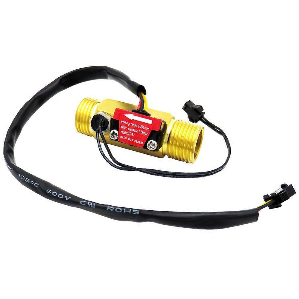 Hall-durchflussmesser 4-punkt-turbinen-durchflussmesser Wasserdurchflusssensor Mit Temperaturfühler (golden)-6.62.952.3cm-golden