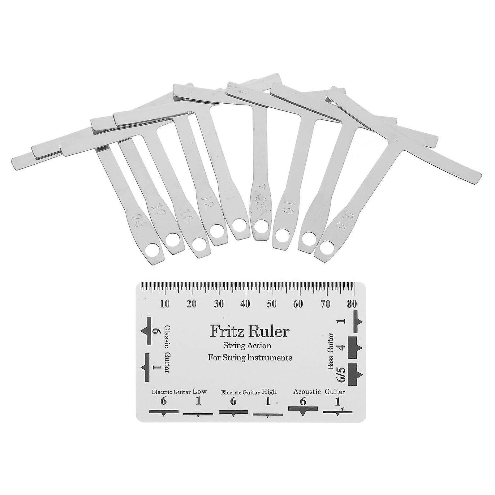Set Gitarrenbauwerkzeug Inklusive Untersaitenradiuslehre Und Saitenlagelehre-9.00x5.00x0.10cm