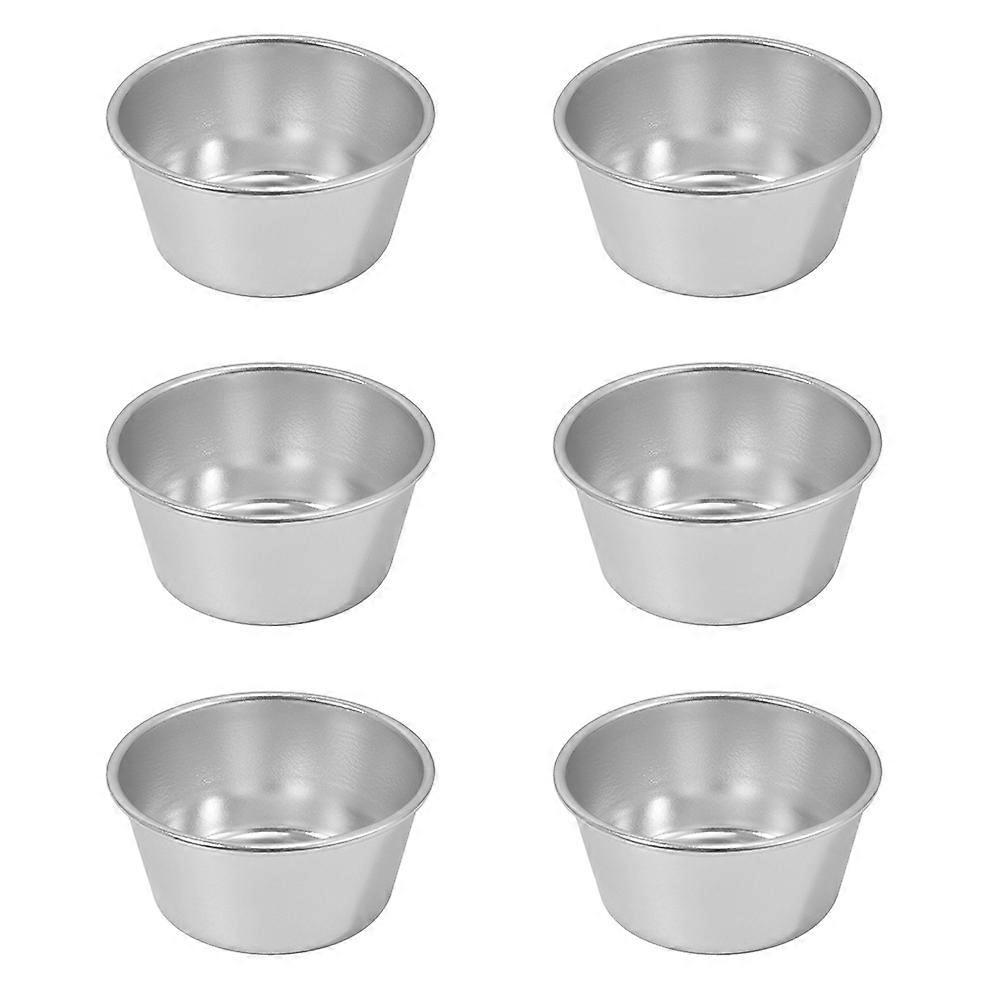6 Runde, Antihaftbeschichtete Puddingförmchen, Hitzebeständig (silber)-6.70x6.70x3.20cm-silver