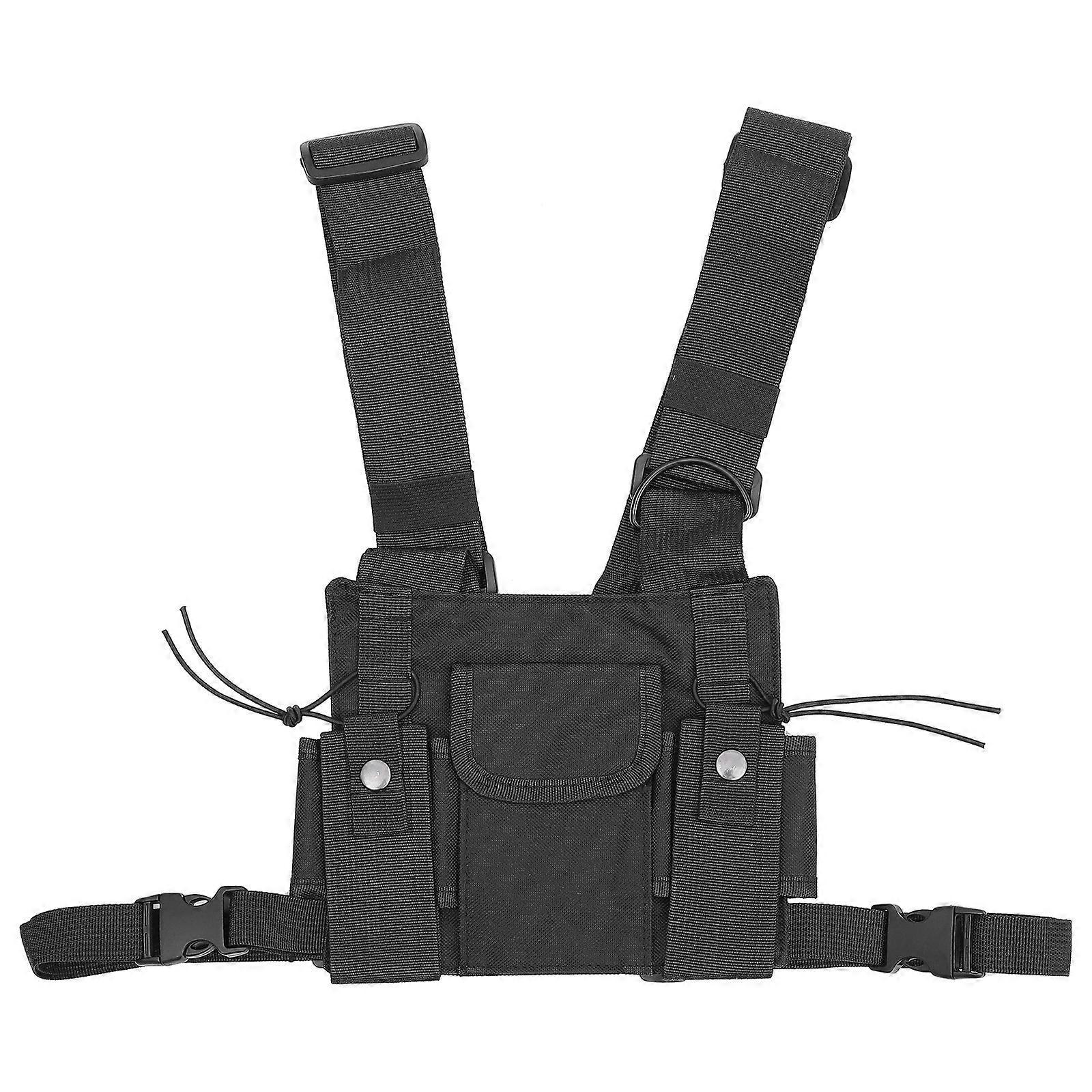 Professionelle Funkgeräte-sicherheitsweste, Funkgerätetasche, Brusttasche Für Damen Und Herren-22x18x1cm-black