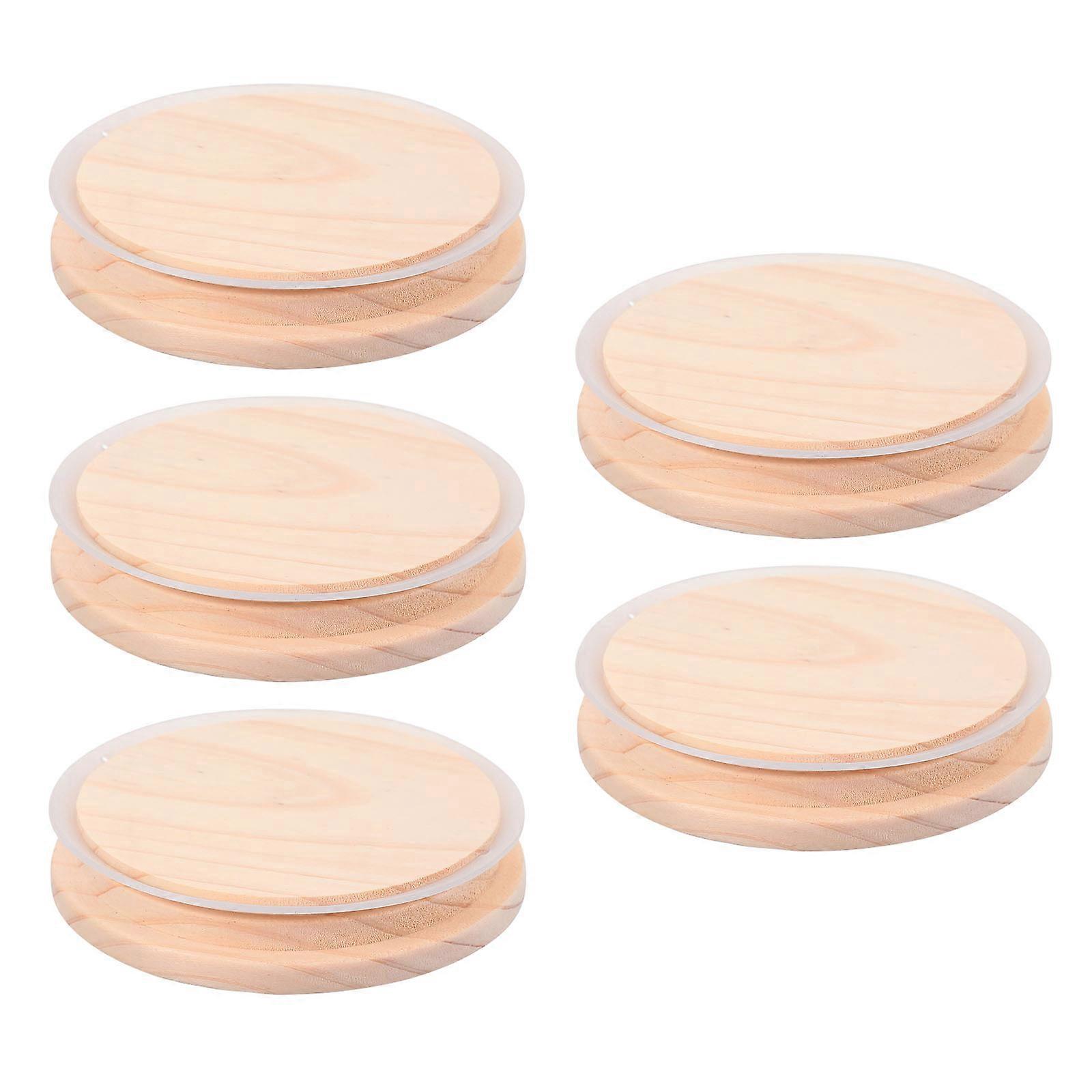 5er-pack Robuste Holzdeckel Für Tassen, Kaffeebecher, Gläser Und Dosen-1.9x10.2cm