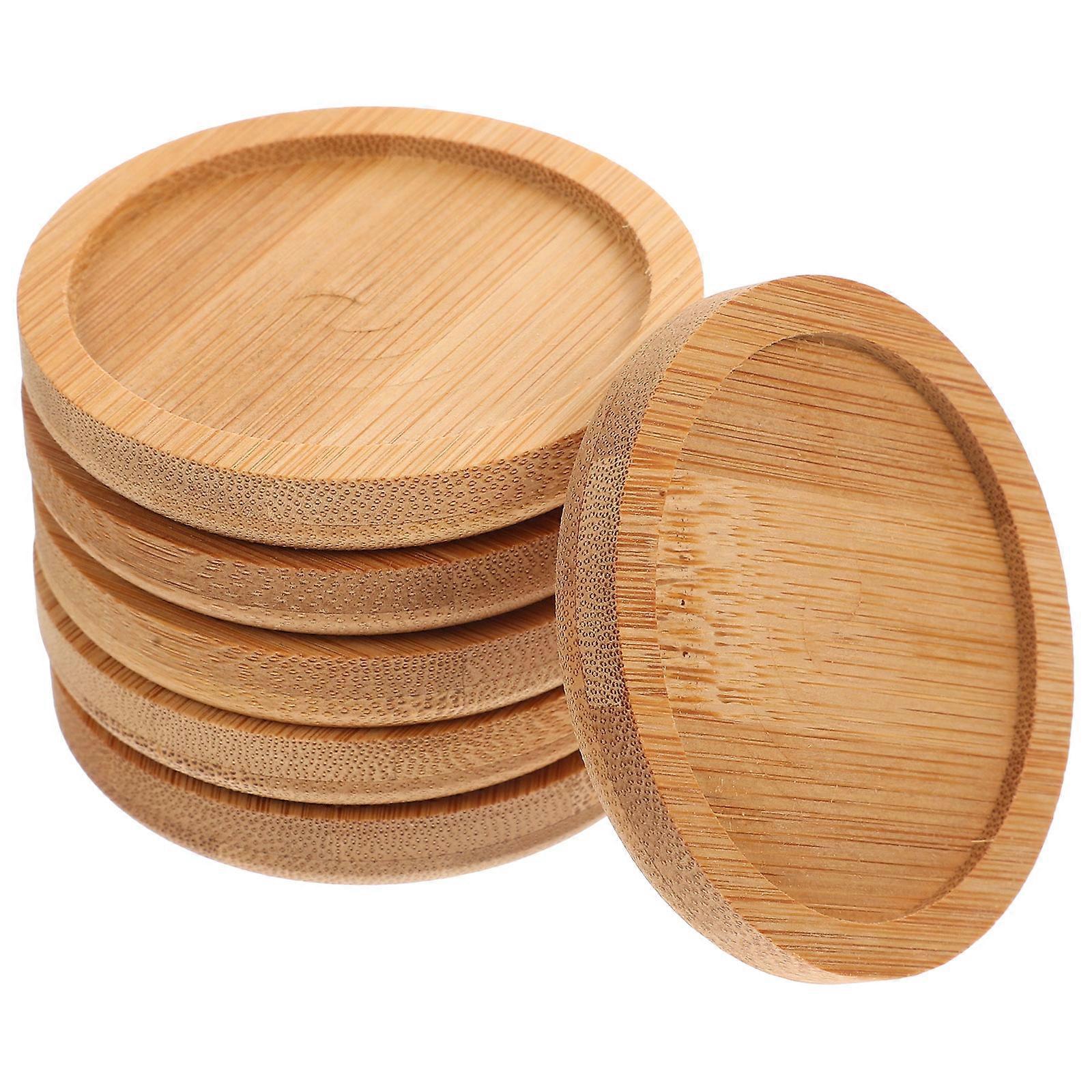 6er-pack Runde Bambus-untersetzer, Becheruntersetzer, Kaffeetassenuntersetzer-6.50x6.50x0.90cm