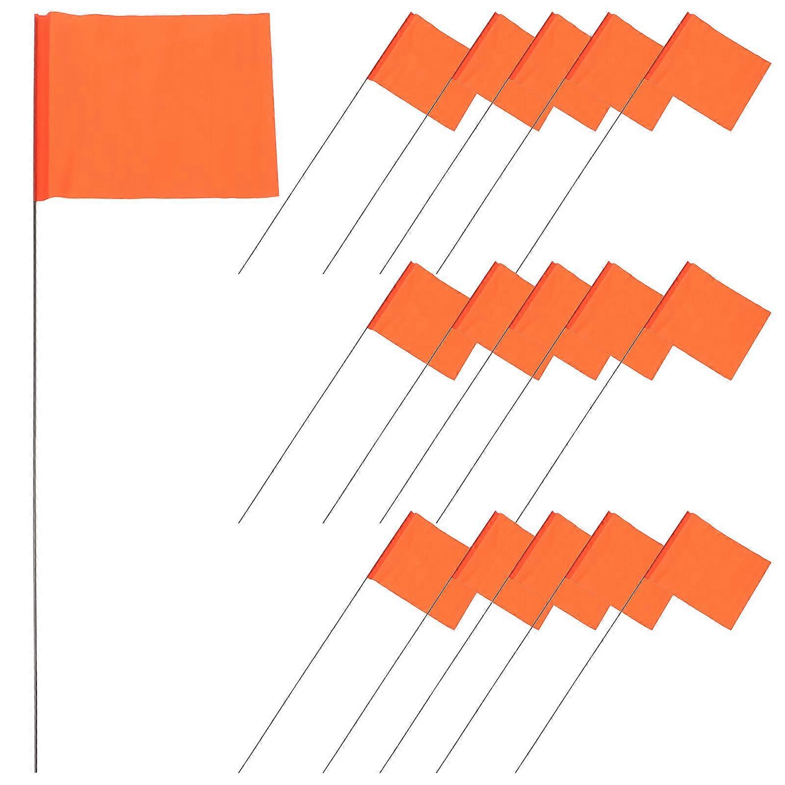 50 Stück Bewässerungsfahnen, Rasen- Und Gartenmarkierungsfahnen, Landschaftsfahnen, Baustellenmarkierungsfahnen-38.00x12.70x0.10cm-orange