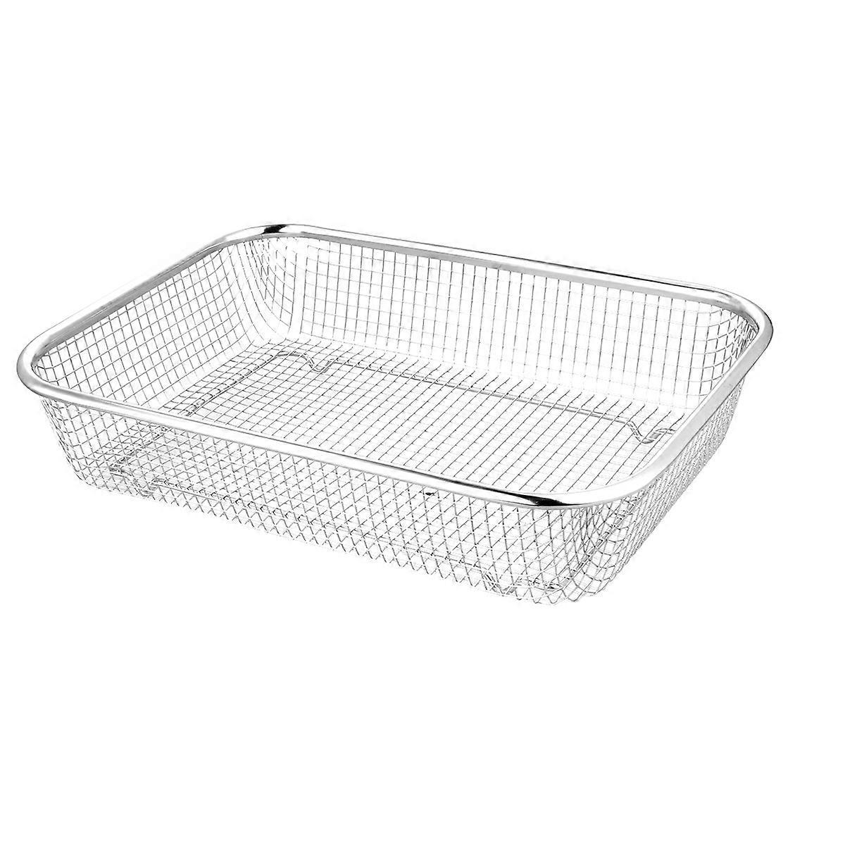 Stück Verdickter Edelstahl-abtropfkorb, Sieb Für Obst Und Gemüse, Mehrzweck-abtropfkorb Für Die Küche (größe M, 30 X 22 X 6 Cm)-30.00x22.00x6.00cm-silver