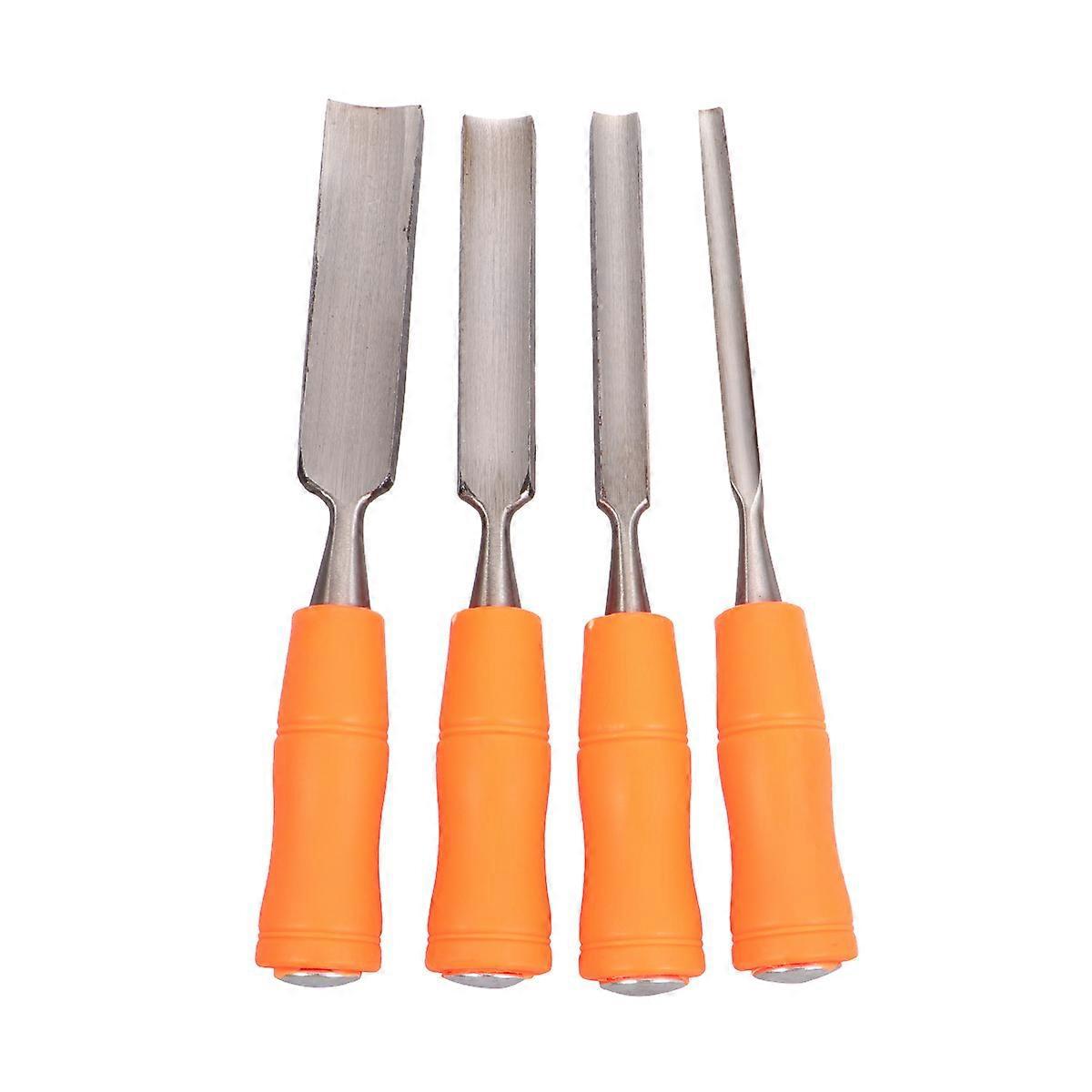 4-teiliges Holzschnitz-handmeißel-set, Stahlmeißel, Flachspatel (außenöffnung 6 Mm + Außenöffnung 12 Mm + Außenöffnung 18 Mm)-20.00x2.80x2.80cm