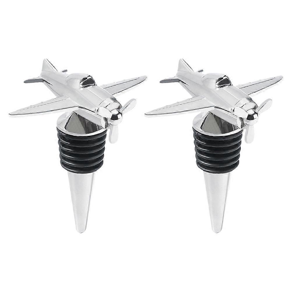 Stück Flugzeugförmige Rotwein- Und Champagnerflaschenverschlüsse Aus Metall Für Die Bar-7.10x6.00x5.00cm-silver