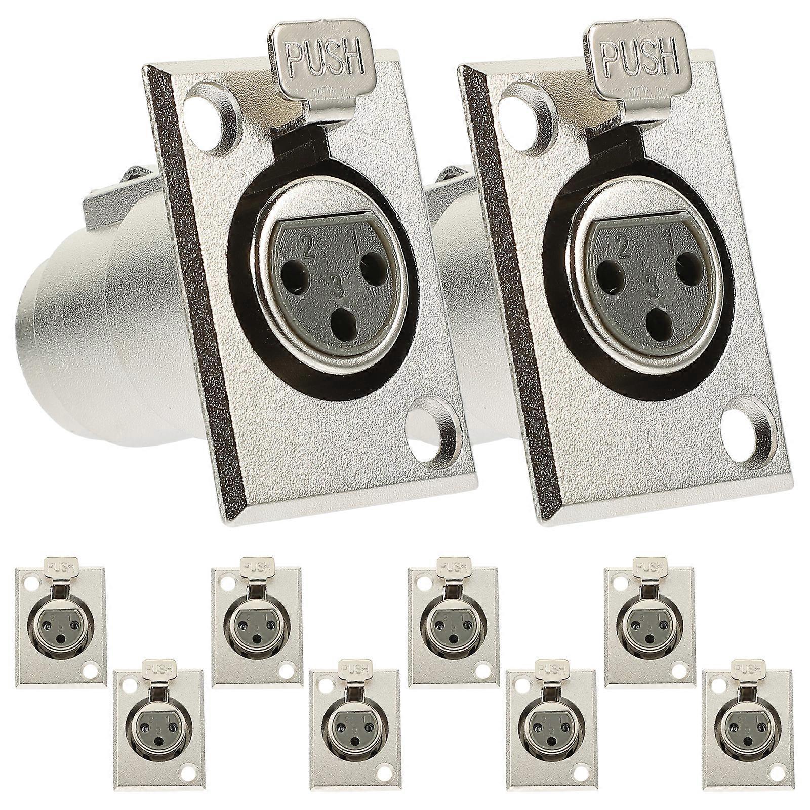 10 Stück 3-polige Weibliche Mikrofonbuchse Für Metallgehäuse Zur Einbaumontage-3.5x2.5x4cm-silver