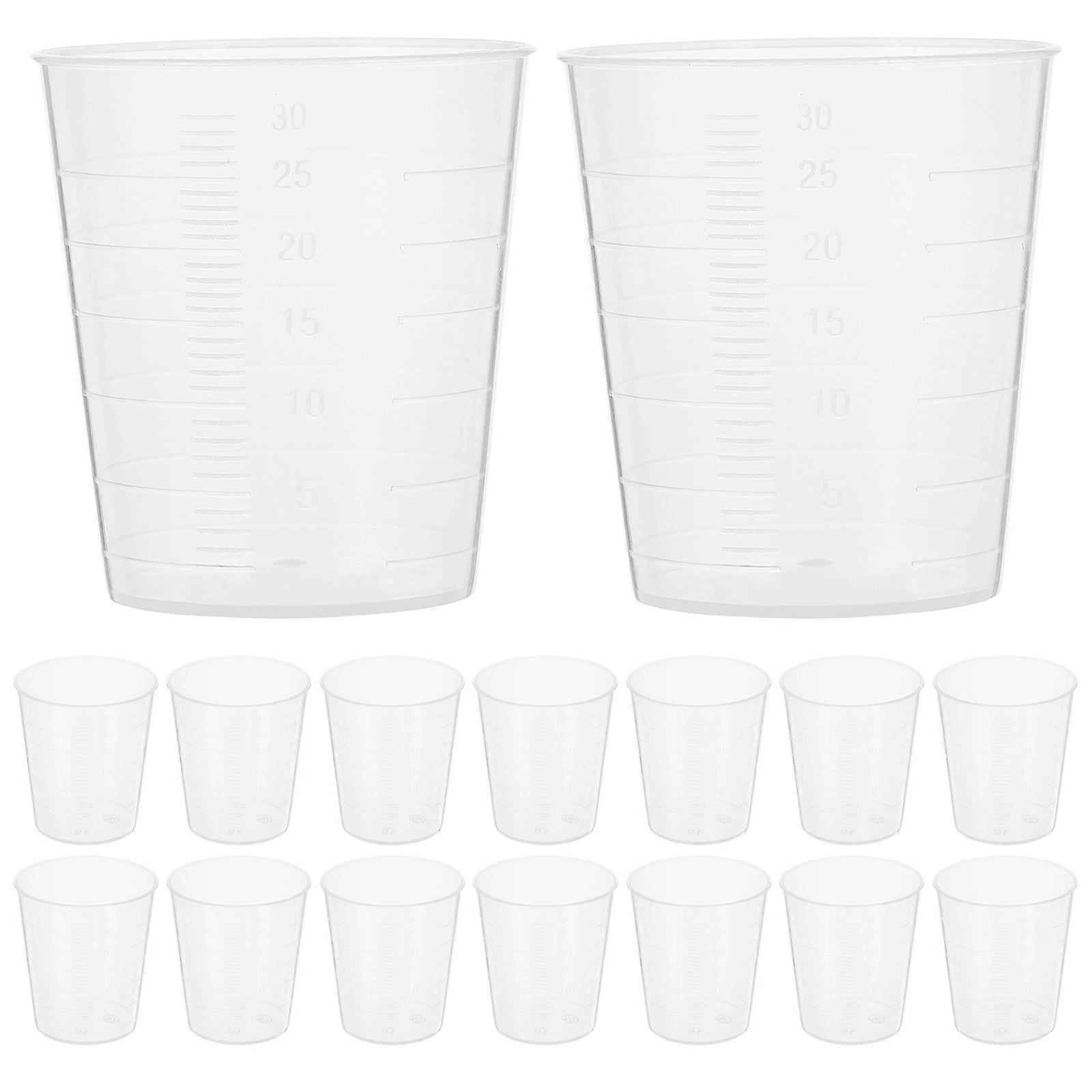100 Stück 30 Ml Messbecher Aus Kunststoff Mit Skala, Transparent, Für Büro Und Schule-7x5cm