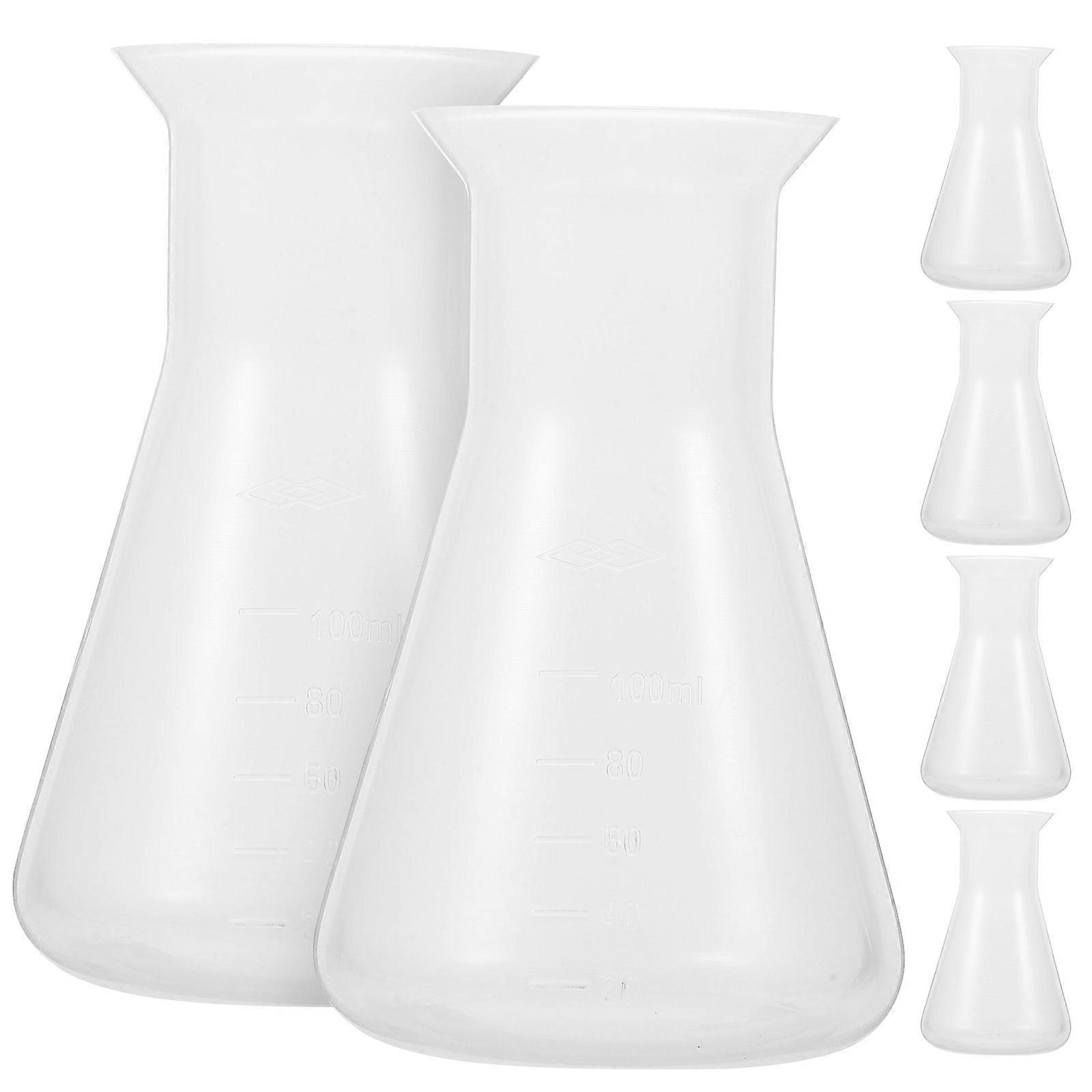 6 Stück Erlenmeyerkolben Aus Kunststoff, 100 Ml-9.80x6.00x6.00cm