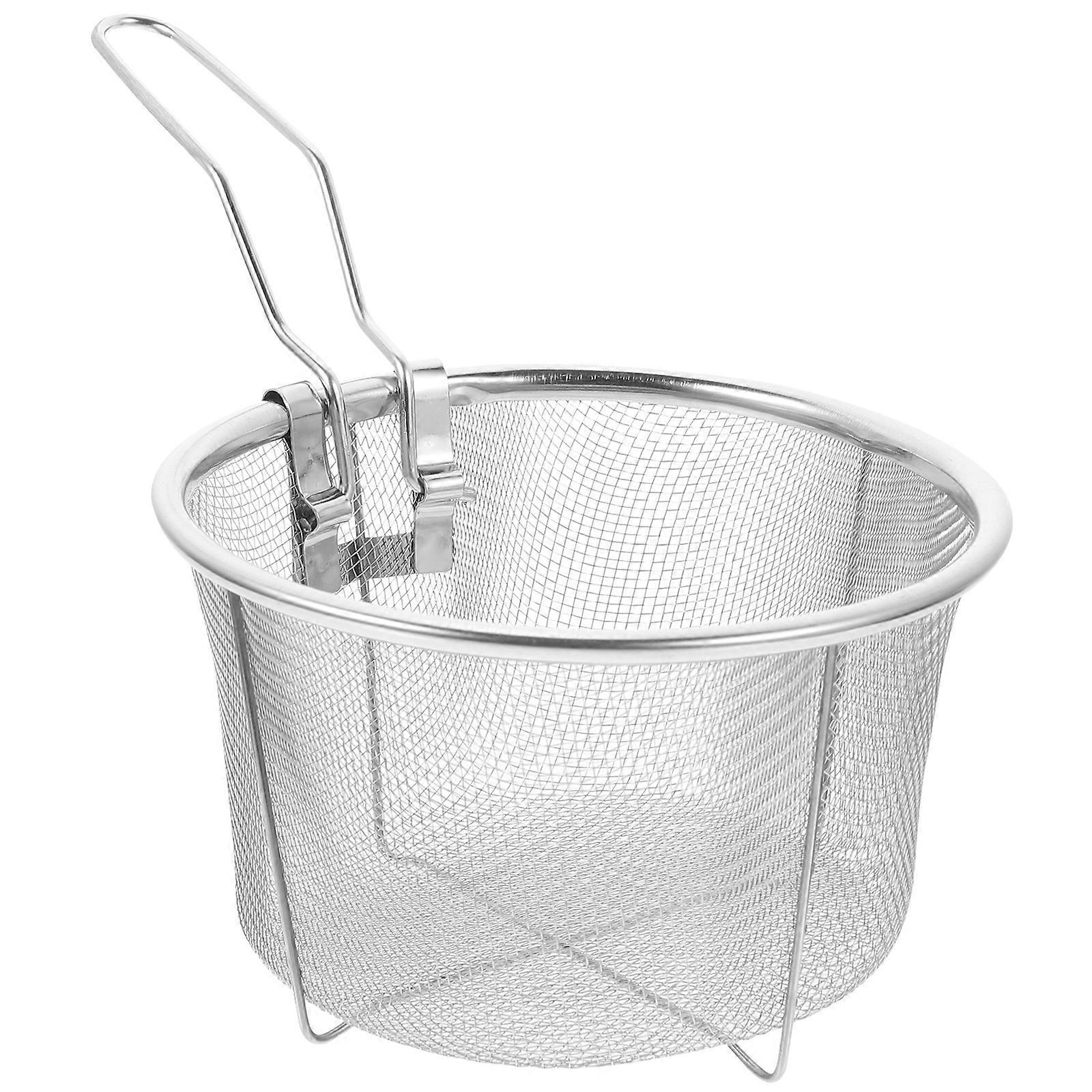 Frittierkorb Aus Edelstahl, Küchenfrittierkorb, Drahtfrittierkorb, Pommes-frites-korb-24x15x9cm-silver