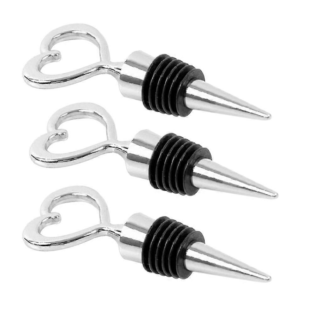 Stück 11 Cm Große, Herzförmige Wein- Und Getränkeflaschenverschlüsse Aus Zinklegierung Mit Silikonverschluss (passend Für 15-20 Mm Weinflaschen)-3 Pcs-silver