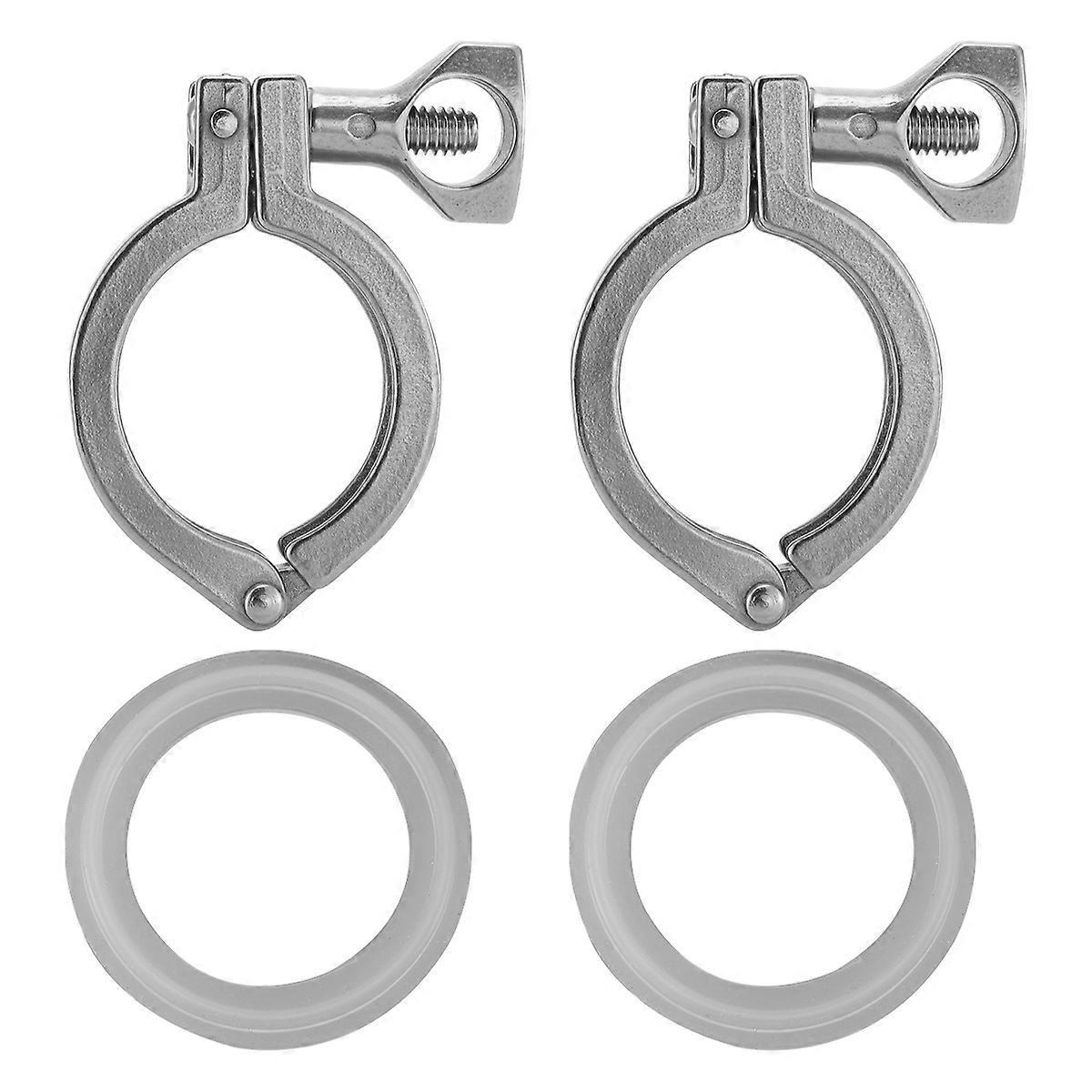 2 Sets Edelstahl 304 Einzelstift-tri-clamp-verbinder Für Hohe Beanspruchung Mit Silikondichtung-two-silver