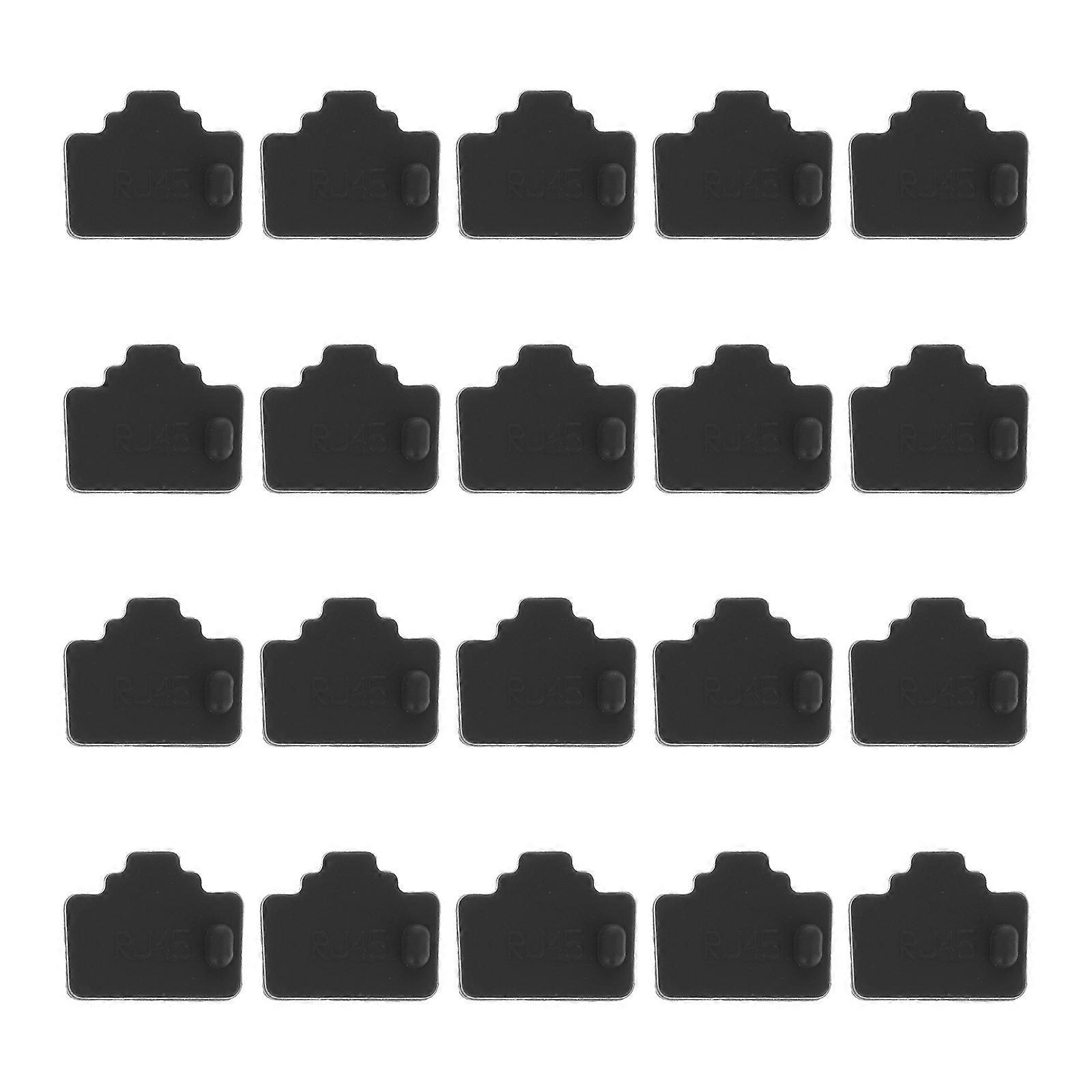 20 Stück Router-port-staubschutzkappen Rj45-ethernet-stecker-hub-schnittstellenkappen-1.50x1.00x0.50cm-black