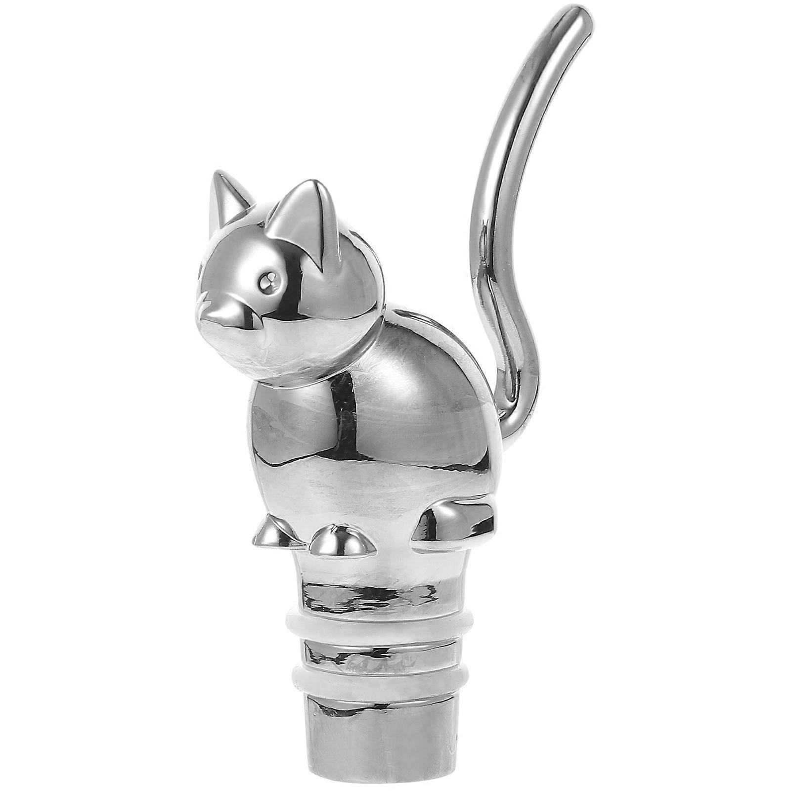 Weinflaschenverschluss Mit Katzenmotiv Aus Legierung, Dekoratives Barzubehör, Flaschenverschluss-silver